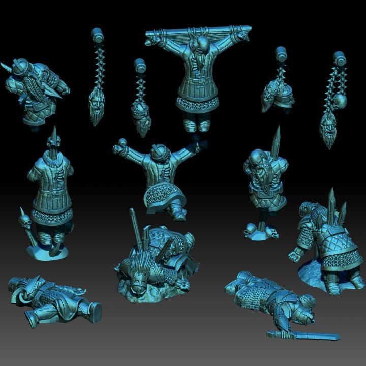 Dead Dwarves Casualties accessories kit 28mm fantasy dungeons and dragons miniature wargaming miniatures tabletop dnd dwarf army miniatures