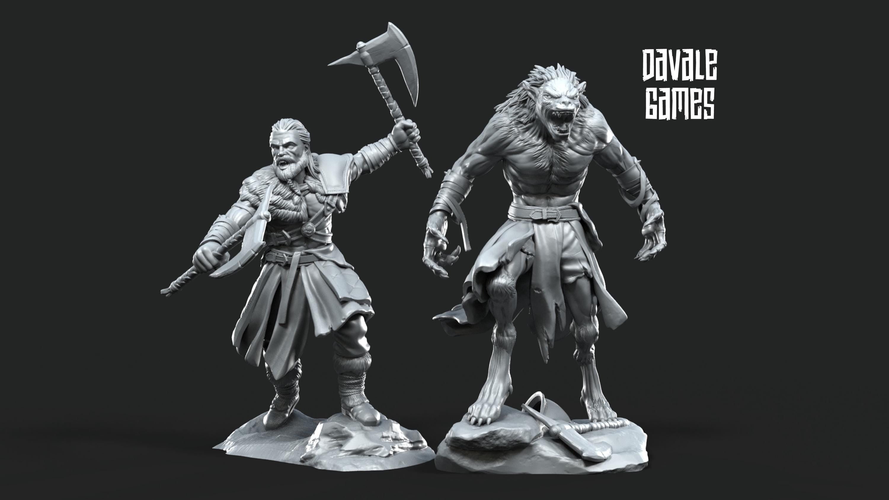 Ragnar, Halfwolf 28mm miniatures dnd minis fantasy miniatures dungeons and dragons painting wargaming miniatures tabletop