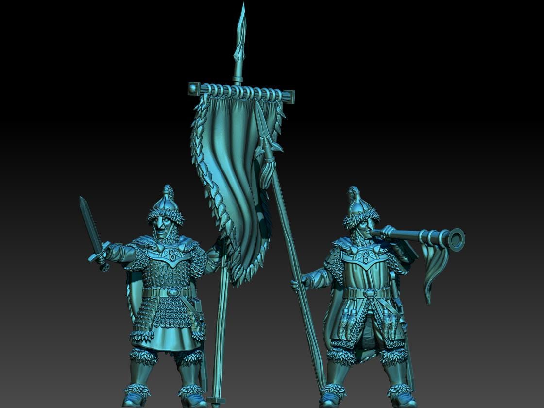 Exiled Dwarves commanders 28mm fantasy dungeons and dragons miniature wargaming tabletop dnd dwarf army miniatures