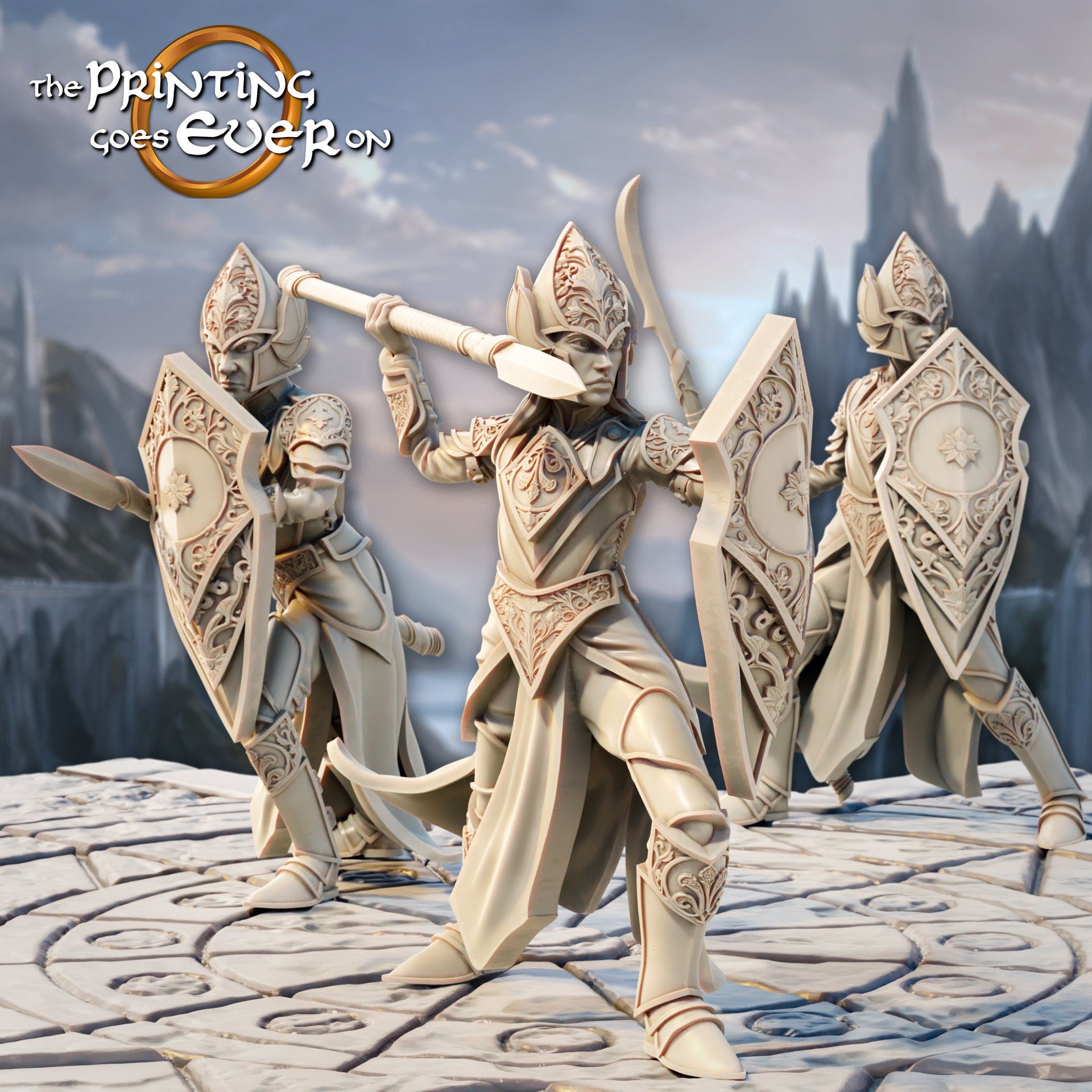 Silver Shore eleven sentries spearmen 28mm miniatures dnd fantasy miniatures dungeons and dragons miniatures painting wargaming tabletop