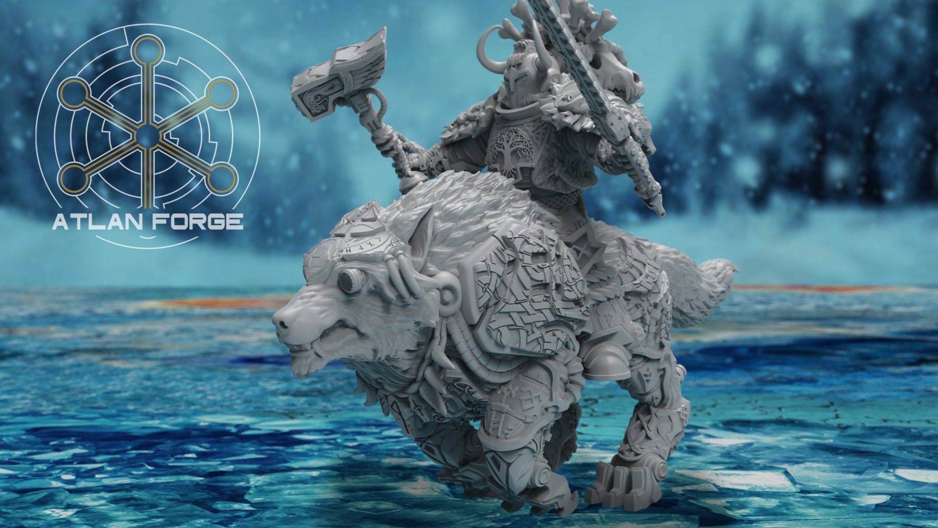 Asgardian Wolf Riders 32mm sci-fi fantasy miniature for tabletop games grimdark RPGs dnd wargaming miniature dungeons and dragons gift