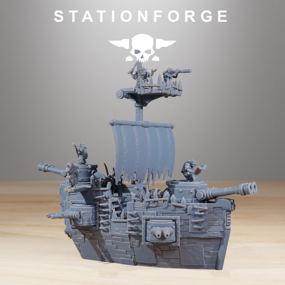 Gobs Short Pearl Battle Ship 32mm sci-fi fantasy miniature for tabletop games grimdark RPGs dnd wargaming miniature dungeons and dragons