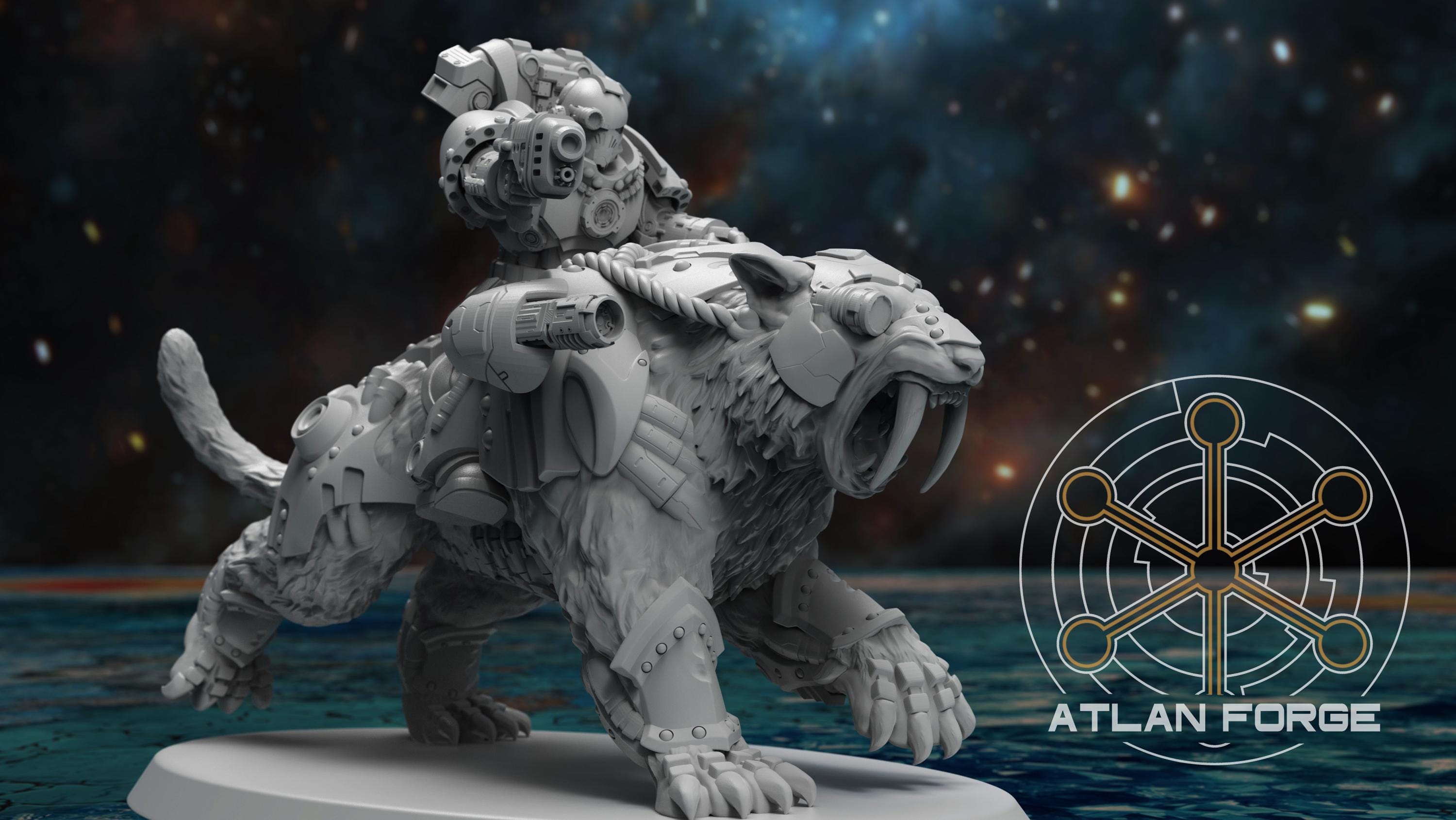 Sabre tooth Riders 32mm sci-fi fantasy miniature for tabletop games grimdark RPGs dnd wargaming miniature dungeons and dragons gift