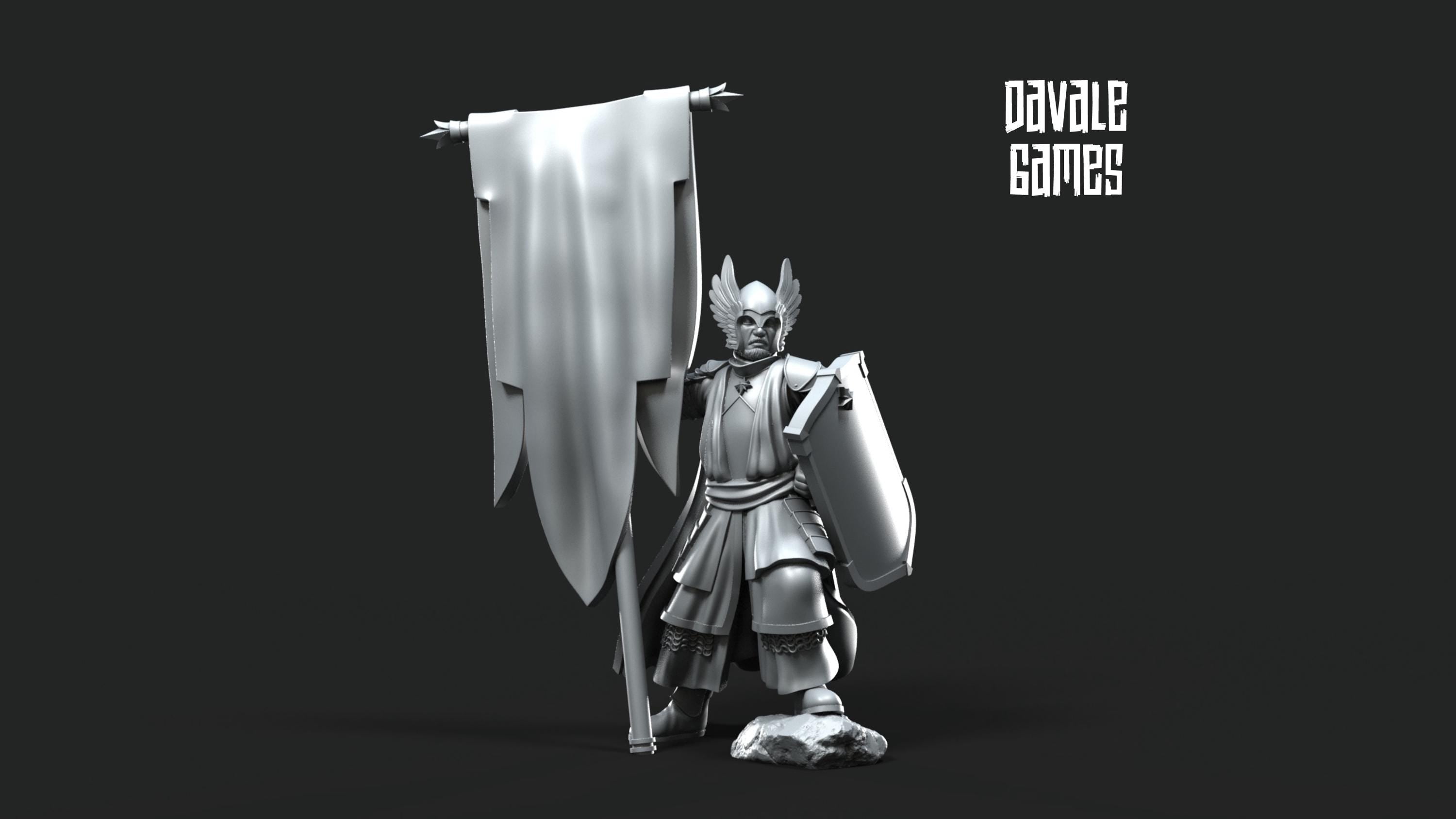 Grey Castle Tree Guard with banner 28mm miniatures dnd minis fantasy miniatures dungeons and dragons miniatures painting wargaming