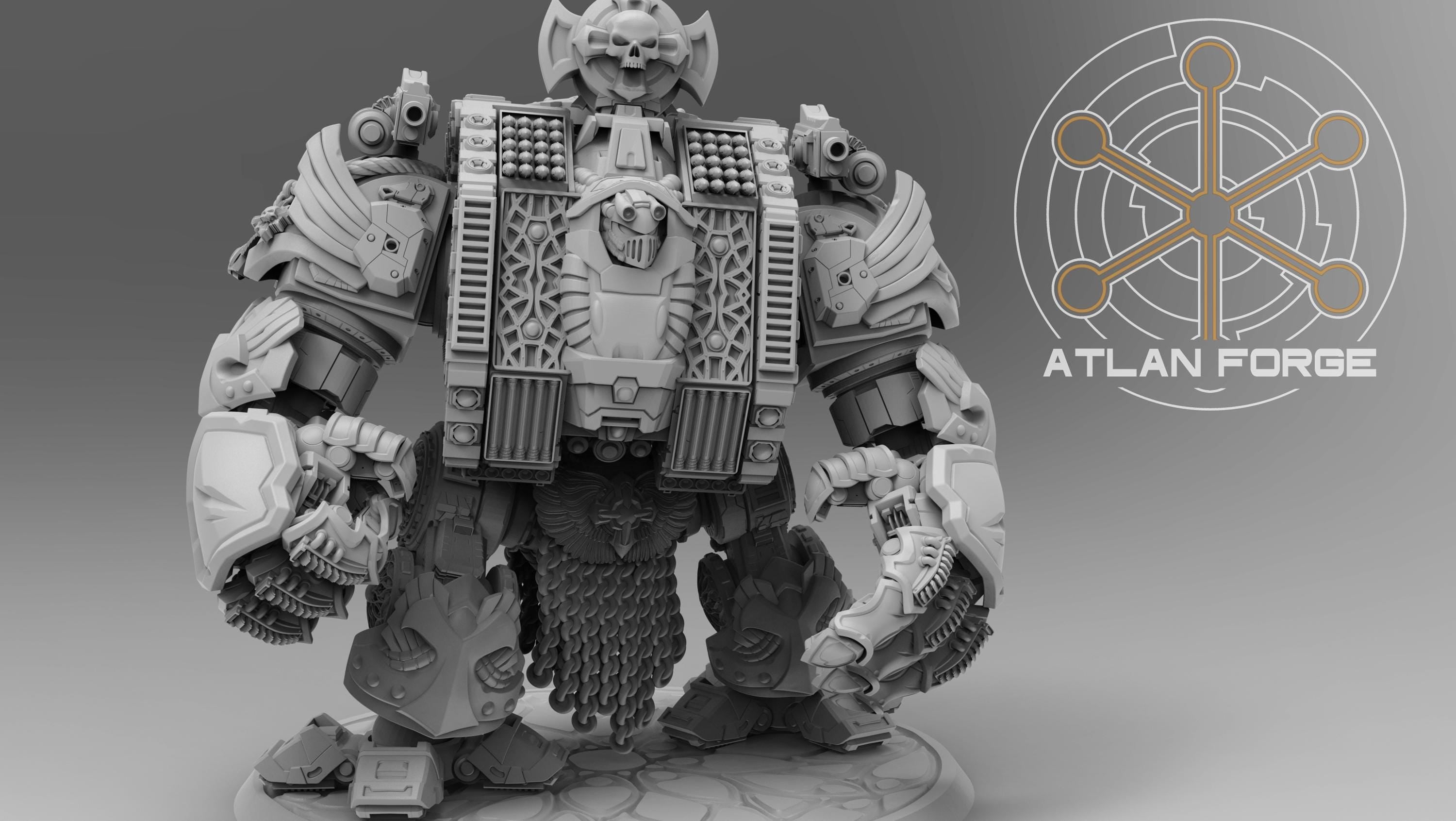 Templar Crusader Dreadnought 32mm sci-fi fantasy miniature for tabletop games grimdark RPGs dnd wargaming miniature dungeons and dragons
