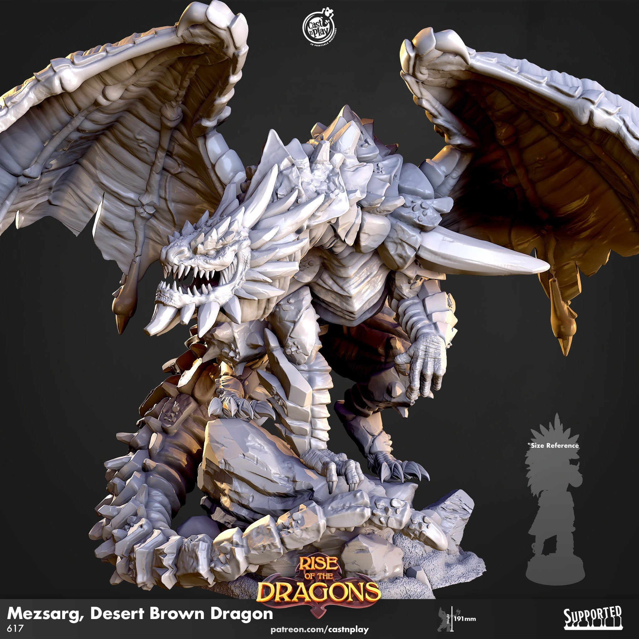 Fantasy Desert Brown Dragon Figurine for Tabletop Wargames and D&D Roleplaying Adventure 32mm scale