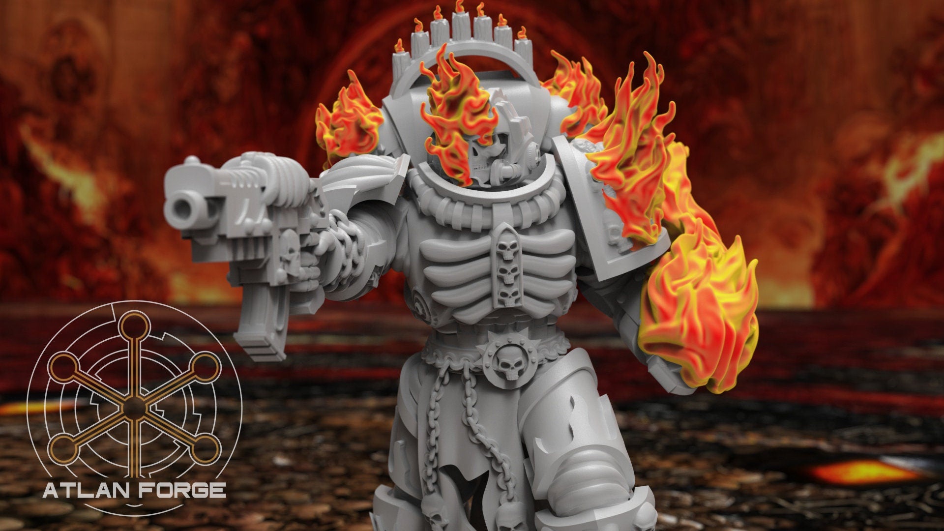 Daemon hades burning legion melee 32mm sci-fi fantasy miniature for tabletop games grimdark RPGs wargaming miniature dungeons and dragons