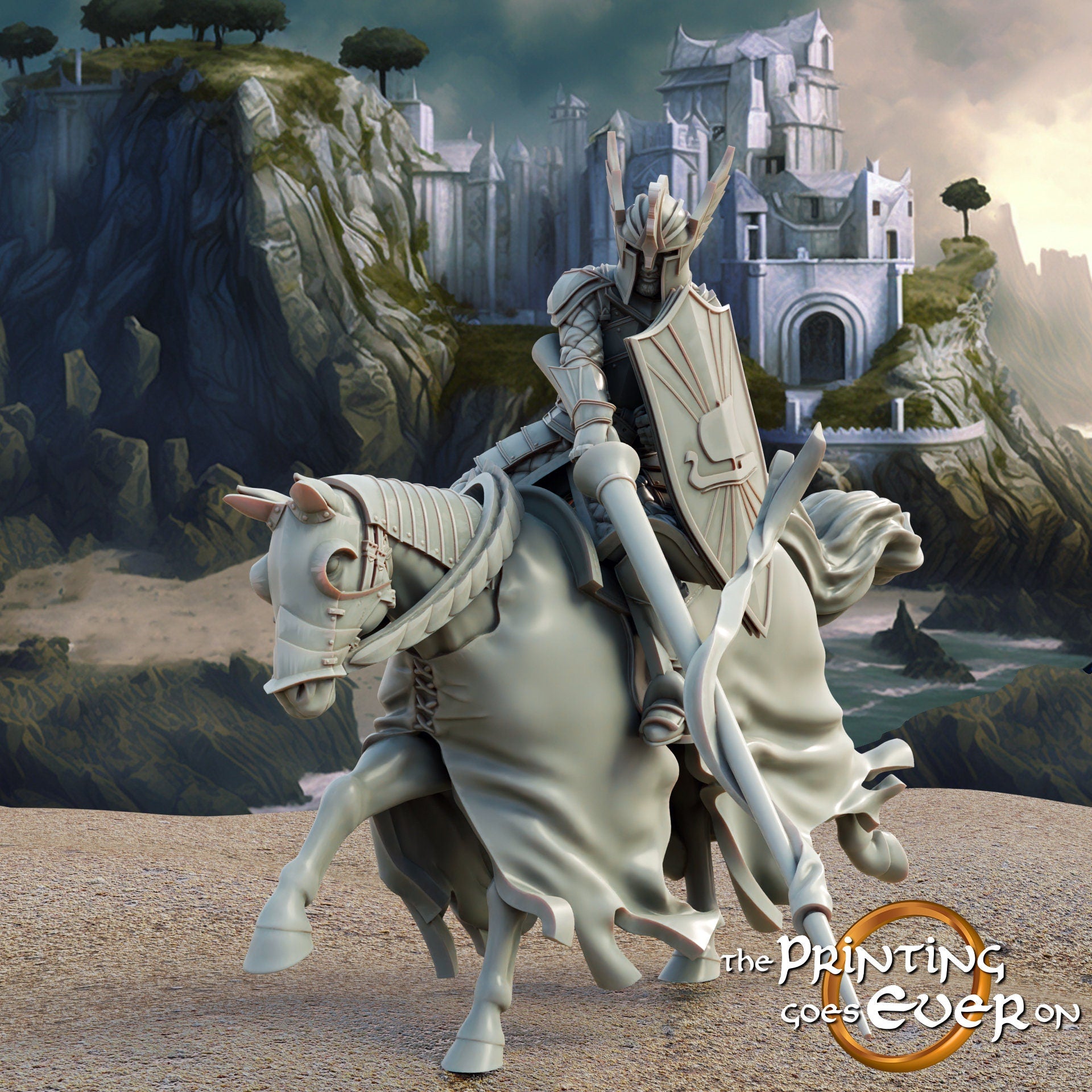 white city Mounted swan knights dnd fantasy tabletop wargames 28mm