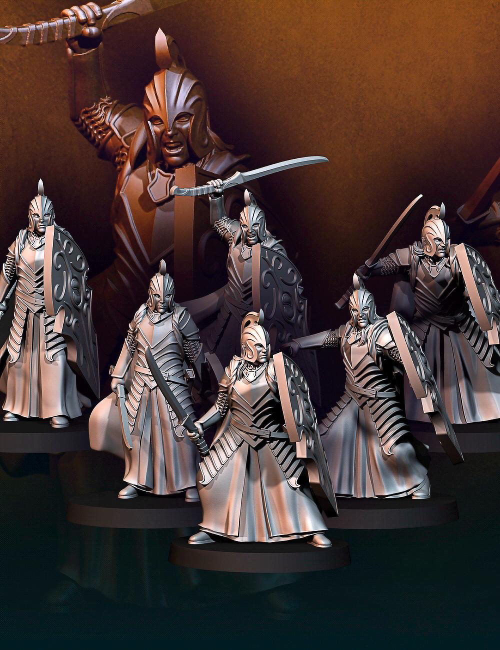 Elf swordmen with shield 28mm miniatures dnd minis fantasy miniatures dungeons and dragons miniatures wargaming miniatures tabletop wargames