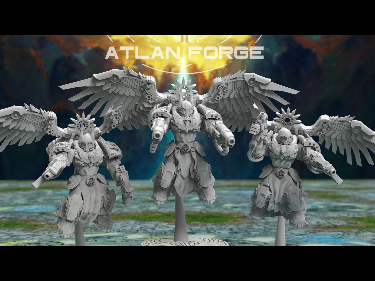Angelic Seraphim 32mm sci-fi fantasy miniature for tabletop games grimdark RPGs dnd wargaming miniature dungeons and dragons painting gift