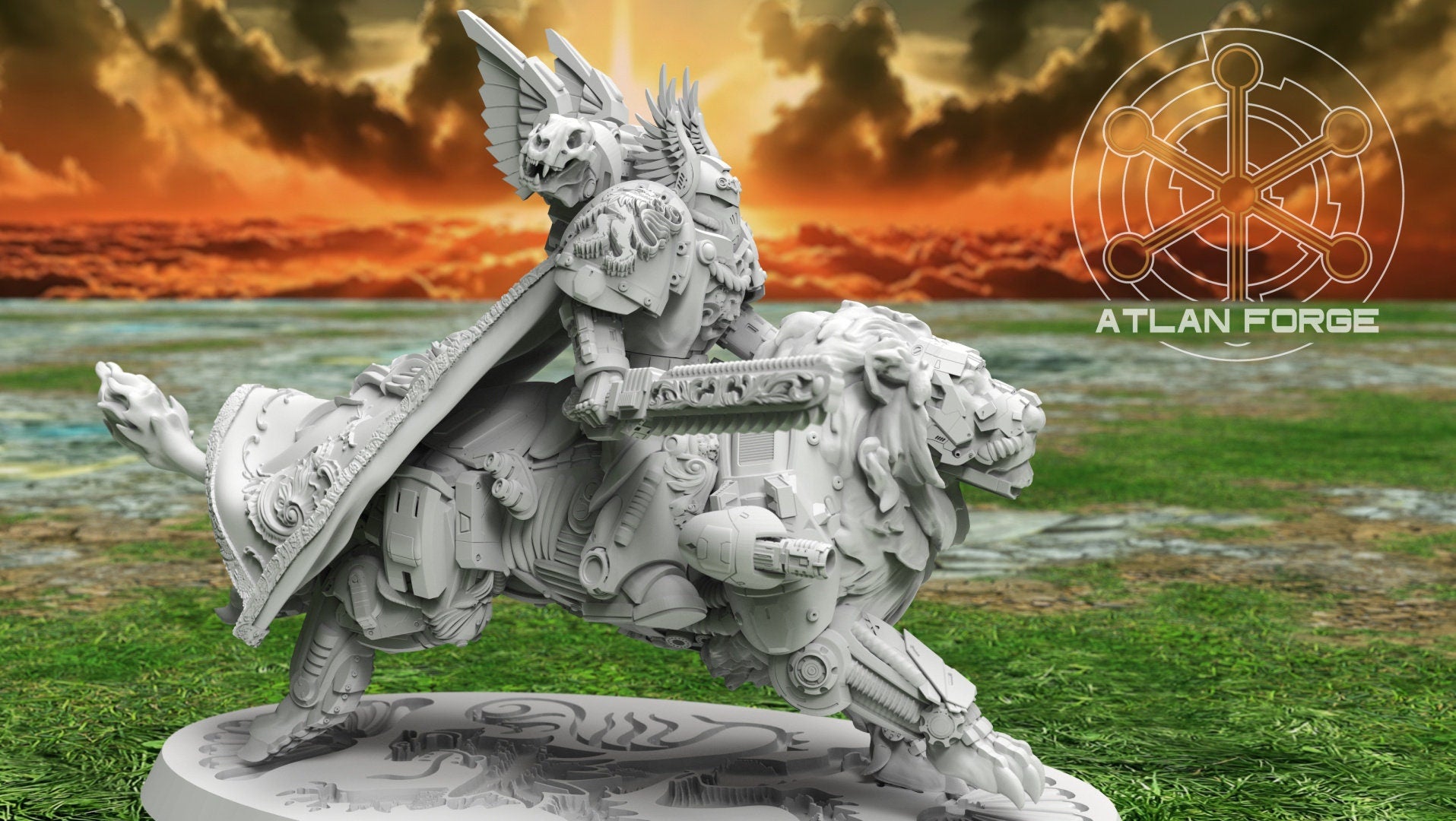 Angelic lion Knights 32mm sci-fi fantasy miniature for tabletop games grimdark RPGs dnd wargaming miniature dungeons and dragons gift