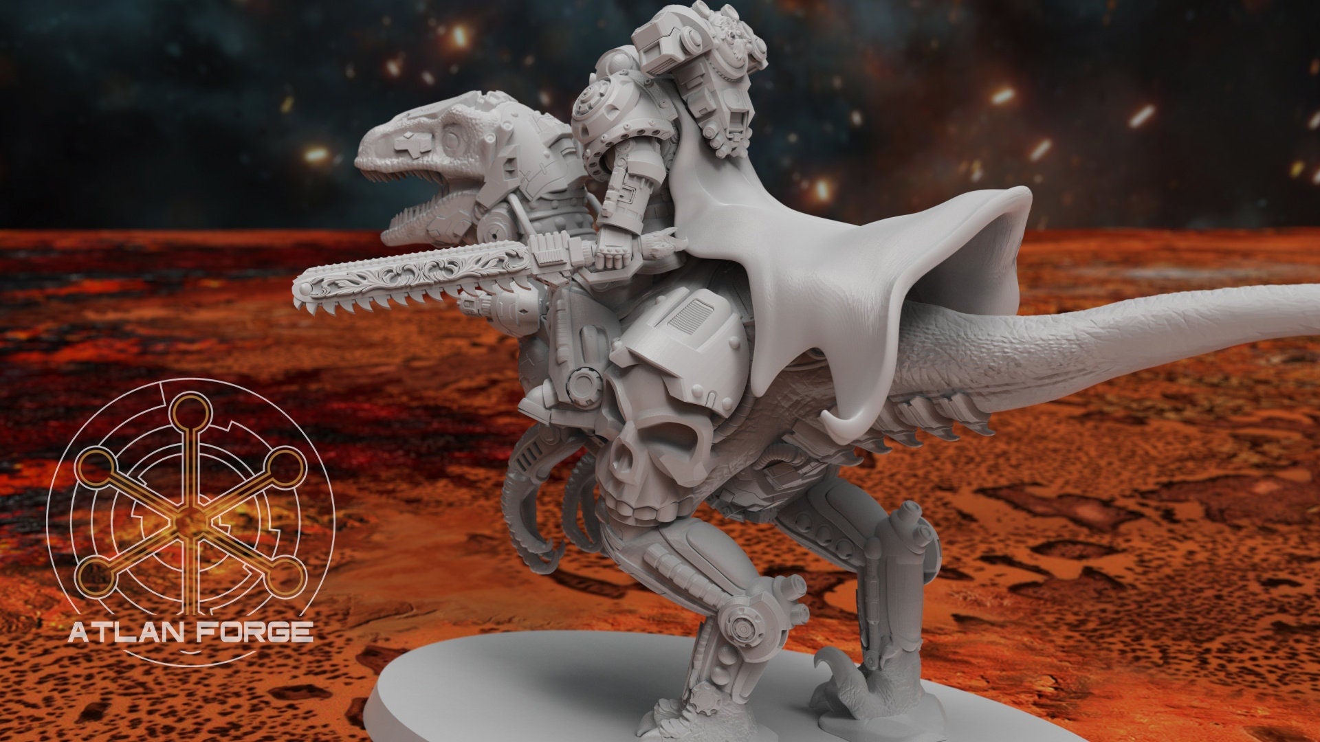 Cyber Velociraptor Riders 32mm sci-fi fantasy miniature for tabletop games grimdark RPGs dnd wargaming miniature dungeons and dragons
