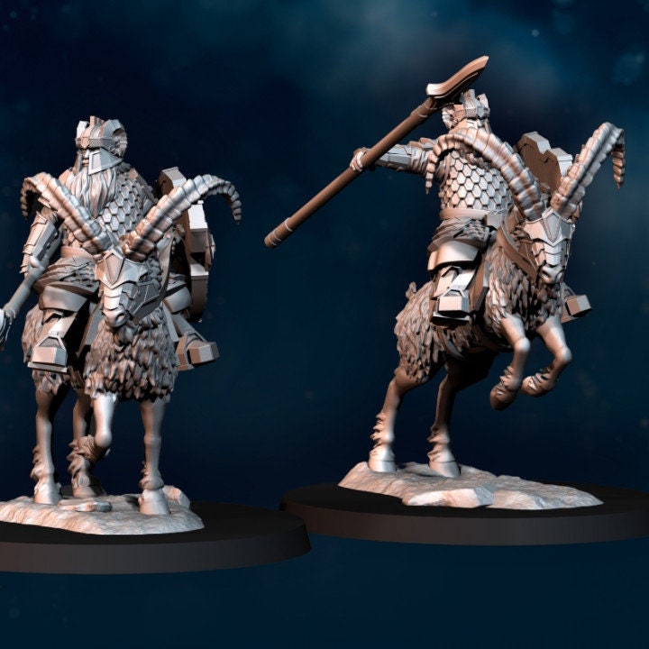 Dwarf Goat Riders 28mm Resin Miniatures – Fantasy Cavalry for DnD and Wargaming