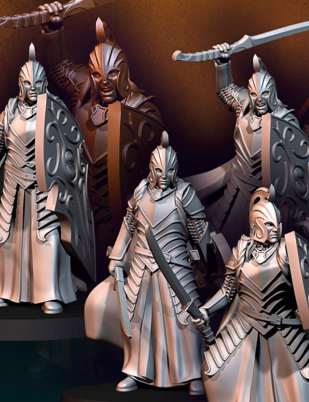 Elf swordmen with shield 28mm miniatures dnd minis fantasy miniatures dungeons and dragons miniatures wargaming miniatures tabletop wargames