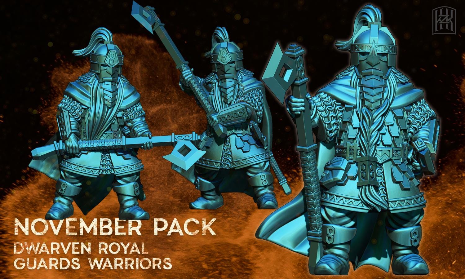 Exiled Dwarves royal guards warriors 28mm miniatures fantasy dungeons and dragons miniature wargaming tabletop dnd dwarf army miniatures
