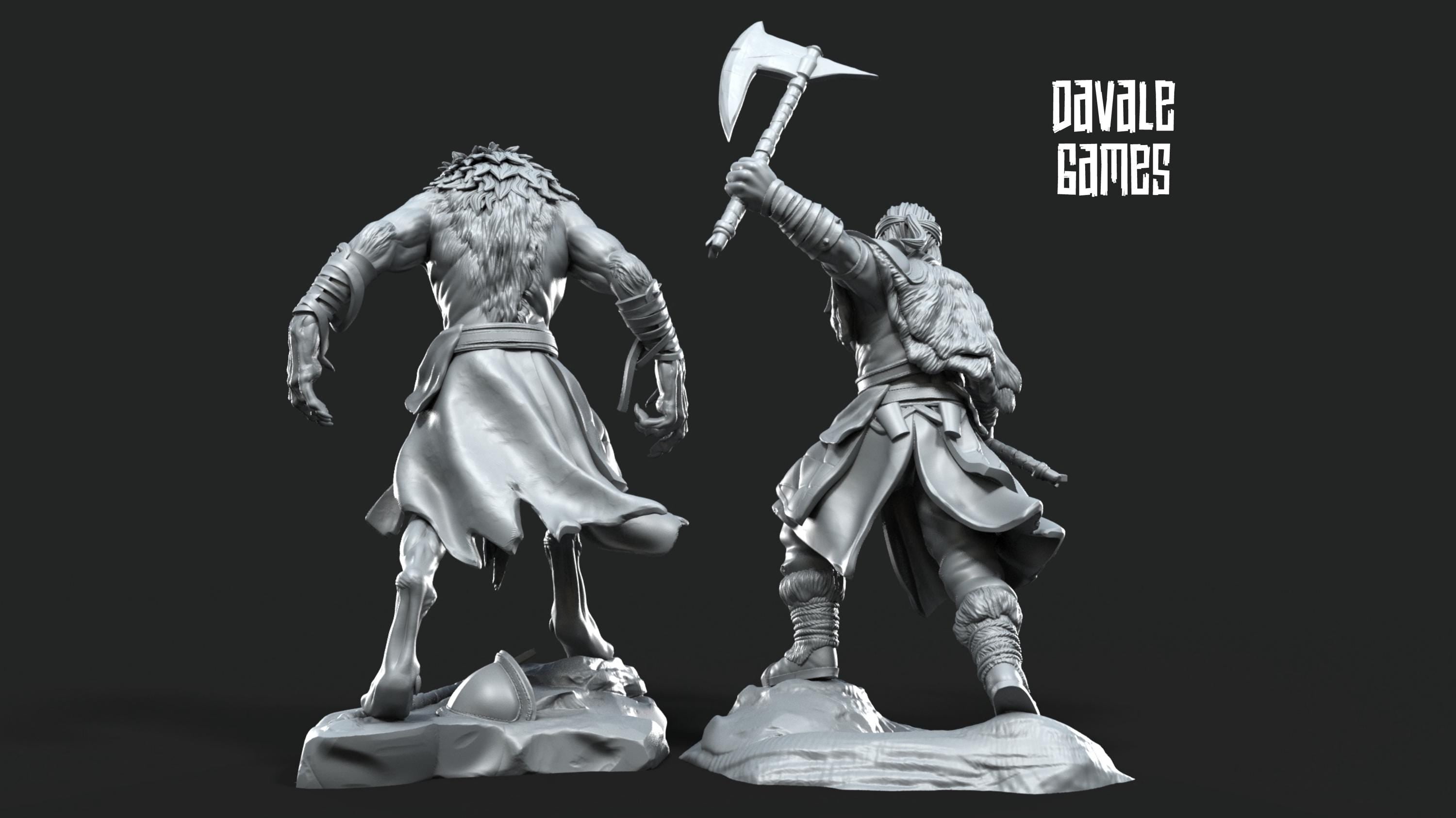 Ragnar, Halfwolf 28mm miniatures dnd minis fantasy miniatures dungeons and dragons painting wargaming miniatures tabletop