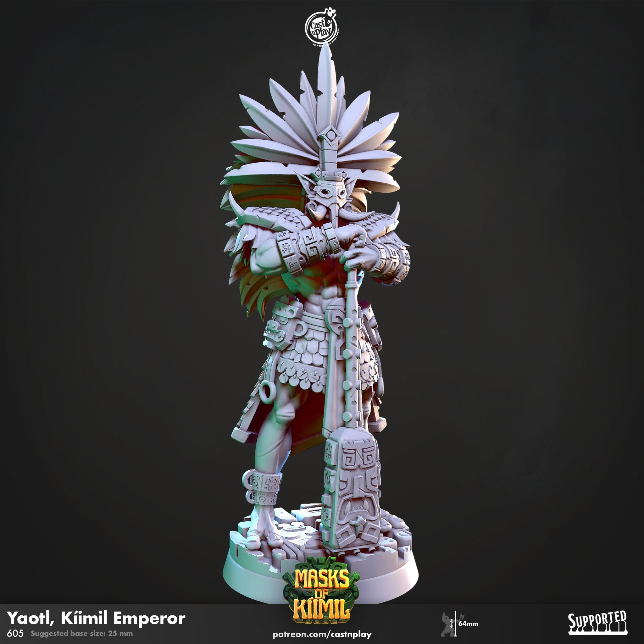 Yaotl kiimil Emperor Tabletop RPG Wargames Fantasy D&D 64mm scale Miniature