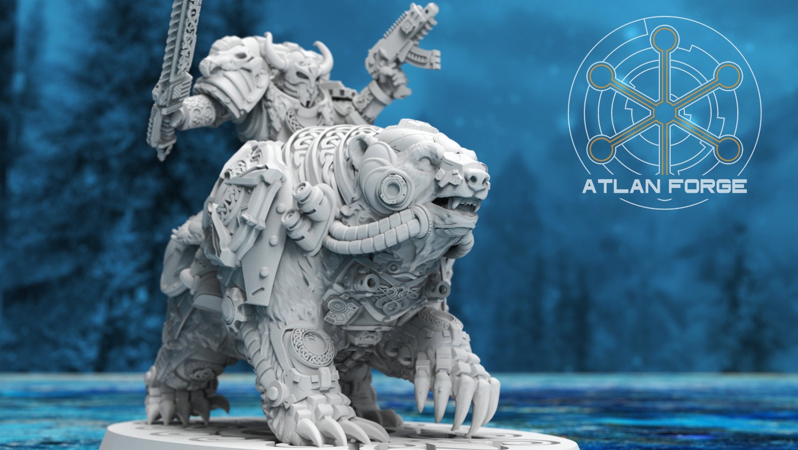 Asgardian Bear Riders 32mm sci-fi fantasy miniature for tabletop games grimdark RPGs dnd wargaming miniature dungeons and dragons gift