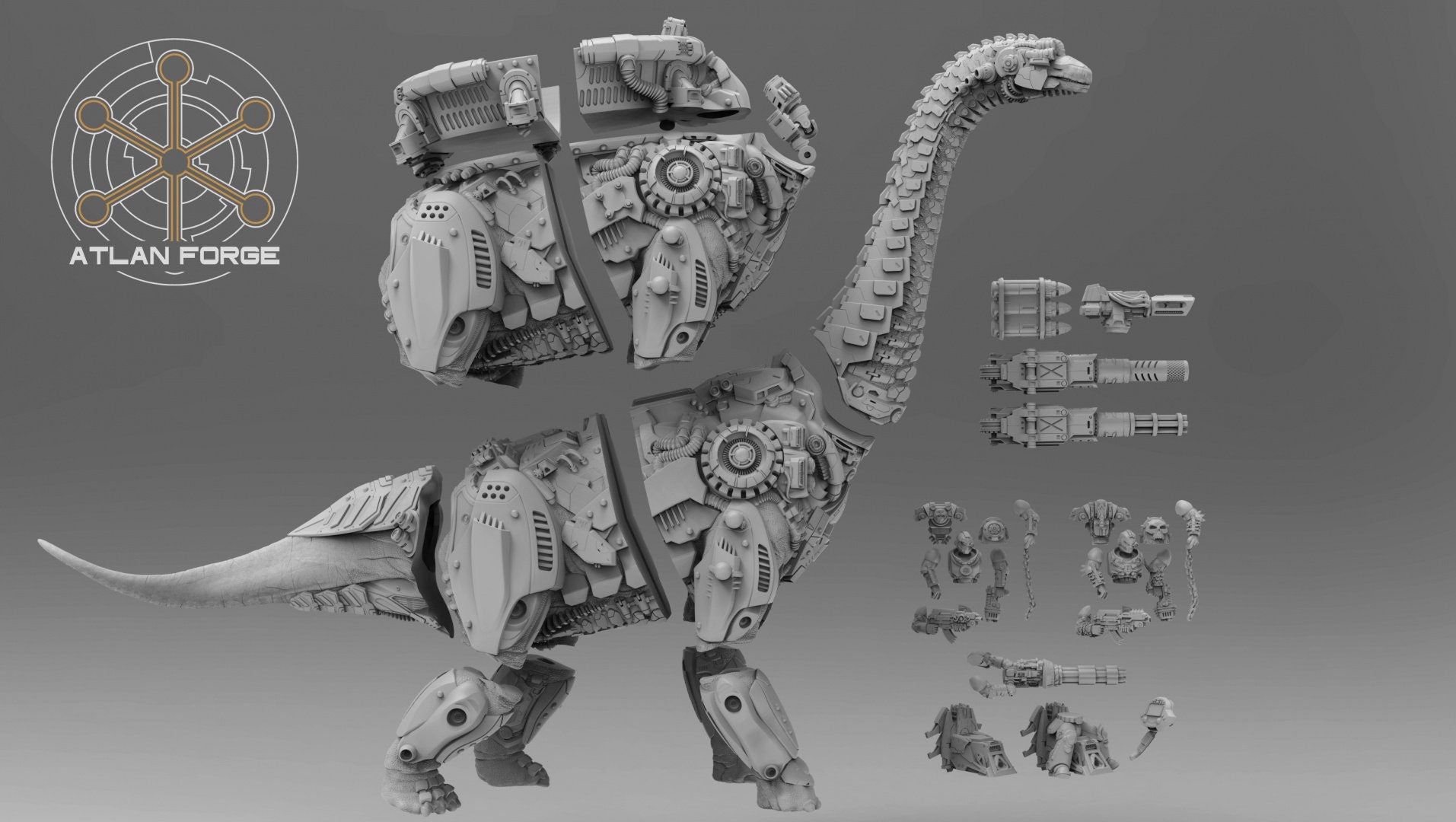 Cybernetic Brachiosaur 32mm sci-fi fantasy miniature for tabletop games grimdark RPGs dnd wargaming miniature dungeons and dragons