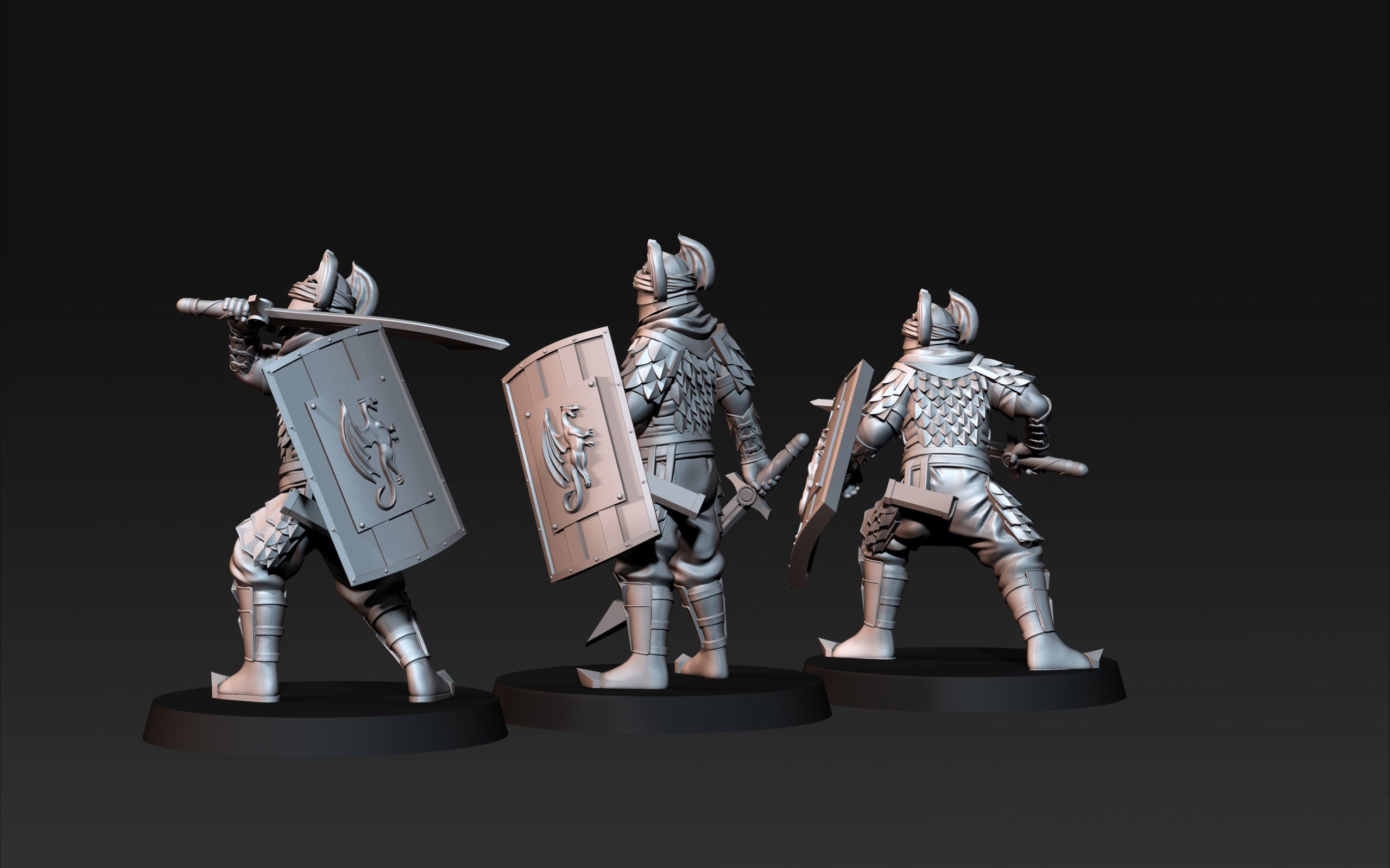 Dragon Army Warriors with swords + Shield dnd fantasy tabletop games 28mm army miniatures