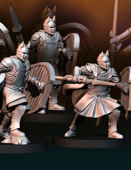 High Human spearmen 28mm dnd miniature dungeon and dragons fantasy wargaming miniature  tabletop wargame  fantasy miniature for painting