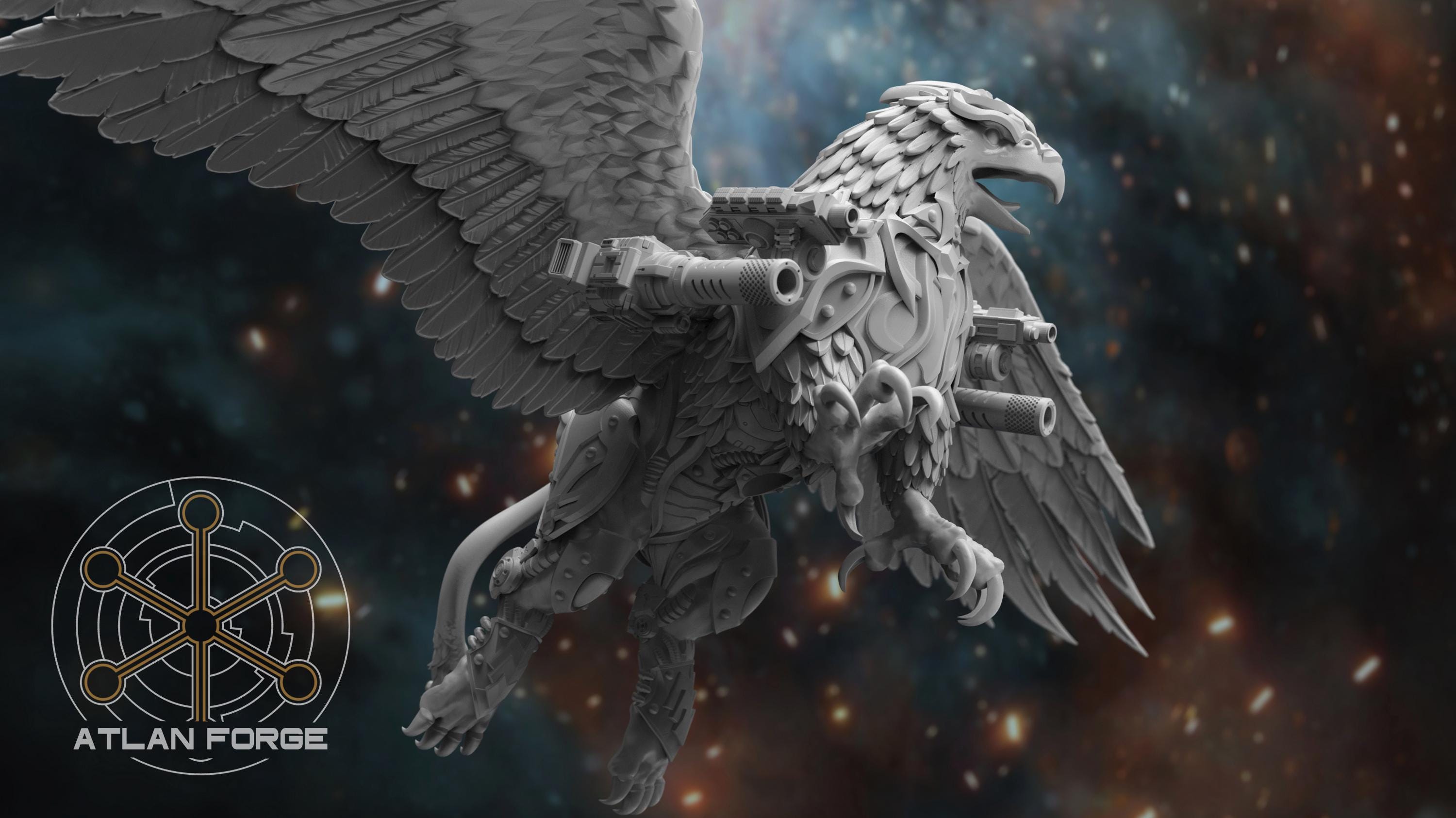 Cybernetic Battle Griffin 32mm sci-fi fantasy miniature for tabletop games grimdark RPGs dnd wargaming miniature dungeons and dragons