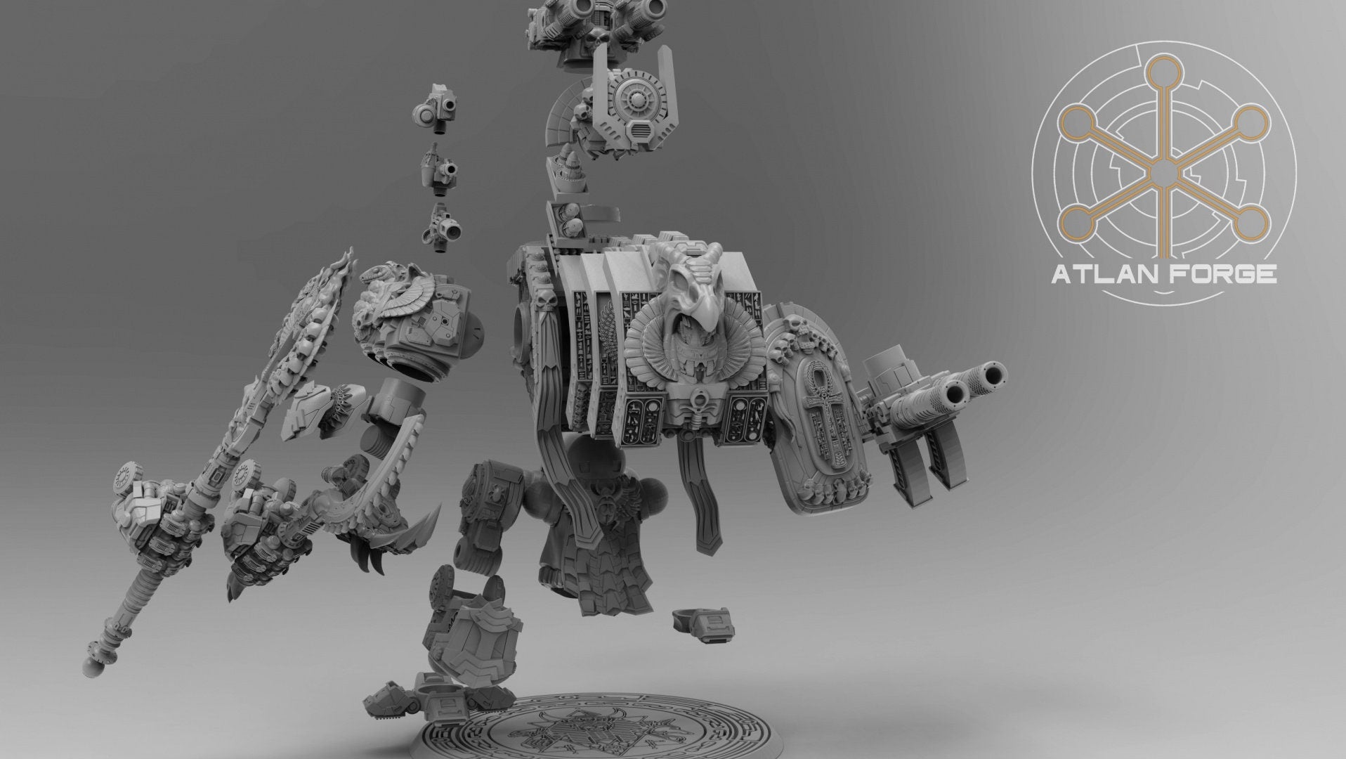 Aegyptian Royal Dreadnought 32mm sci-fi fantasy miniature for tabletop games grimdark RPGs dnd wargaming miniature dungeons and dragons