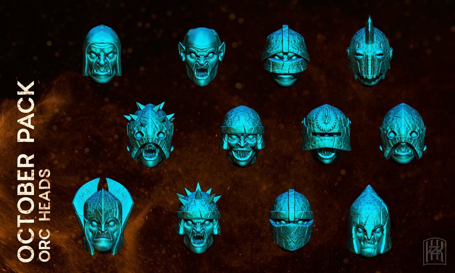Orc heads accessories 28mm miniatures fantasy dungeons and dragons miniature wargaming miniatures tabletop dnd dwarf army miniatures