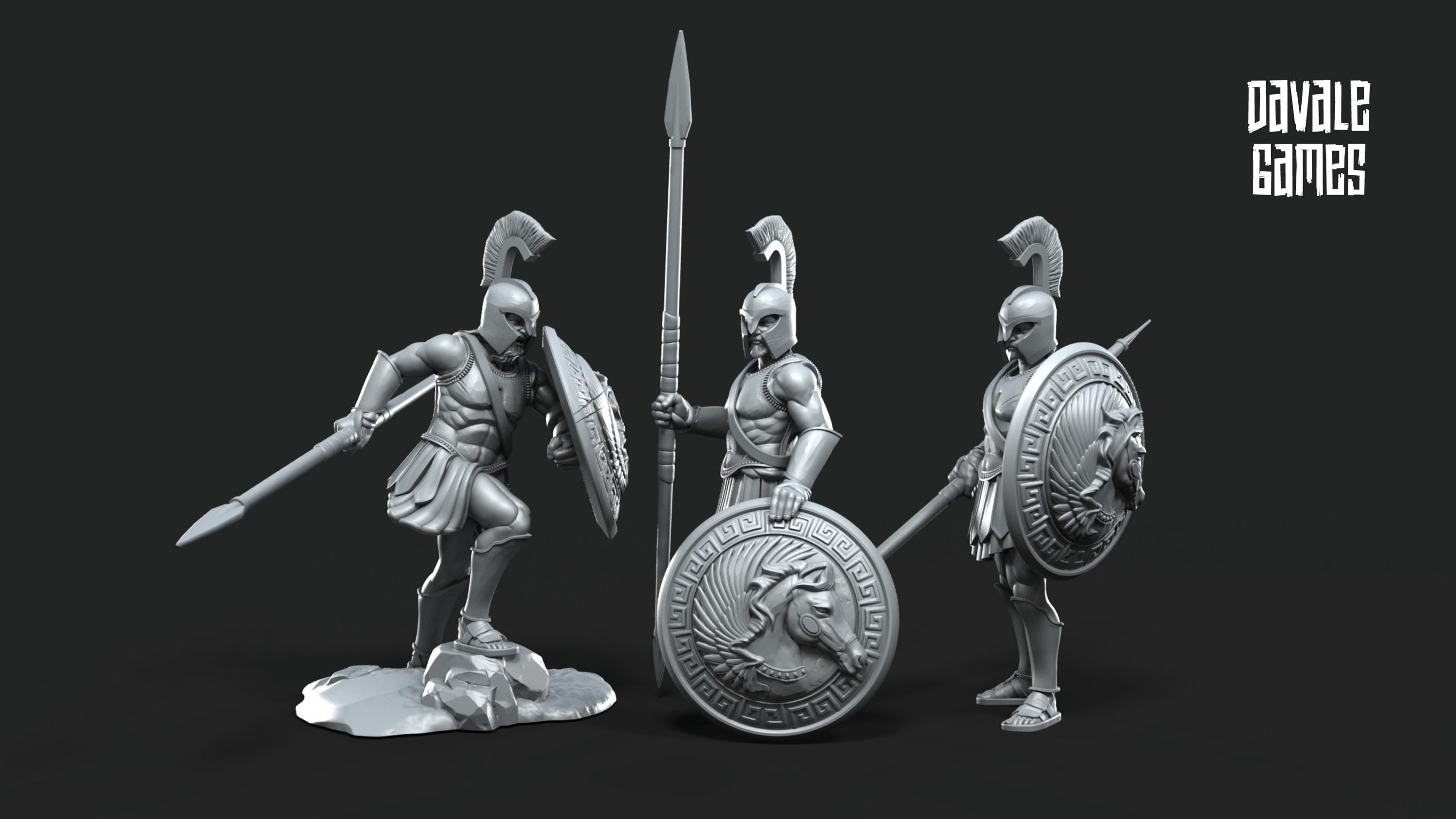 Roman Hoplitas Warriors with Spears 28mm Resin Miniatures – Fantasy Infantry for DnD and Wargaming