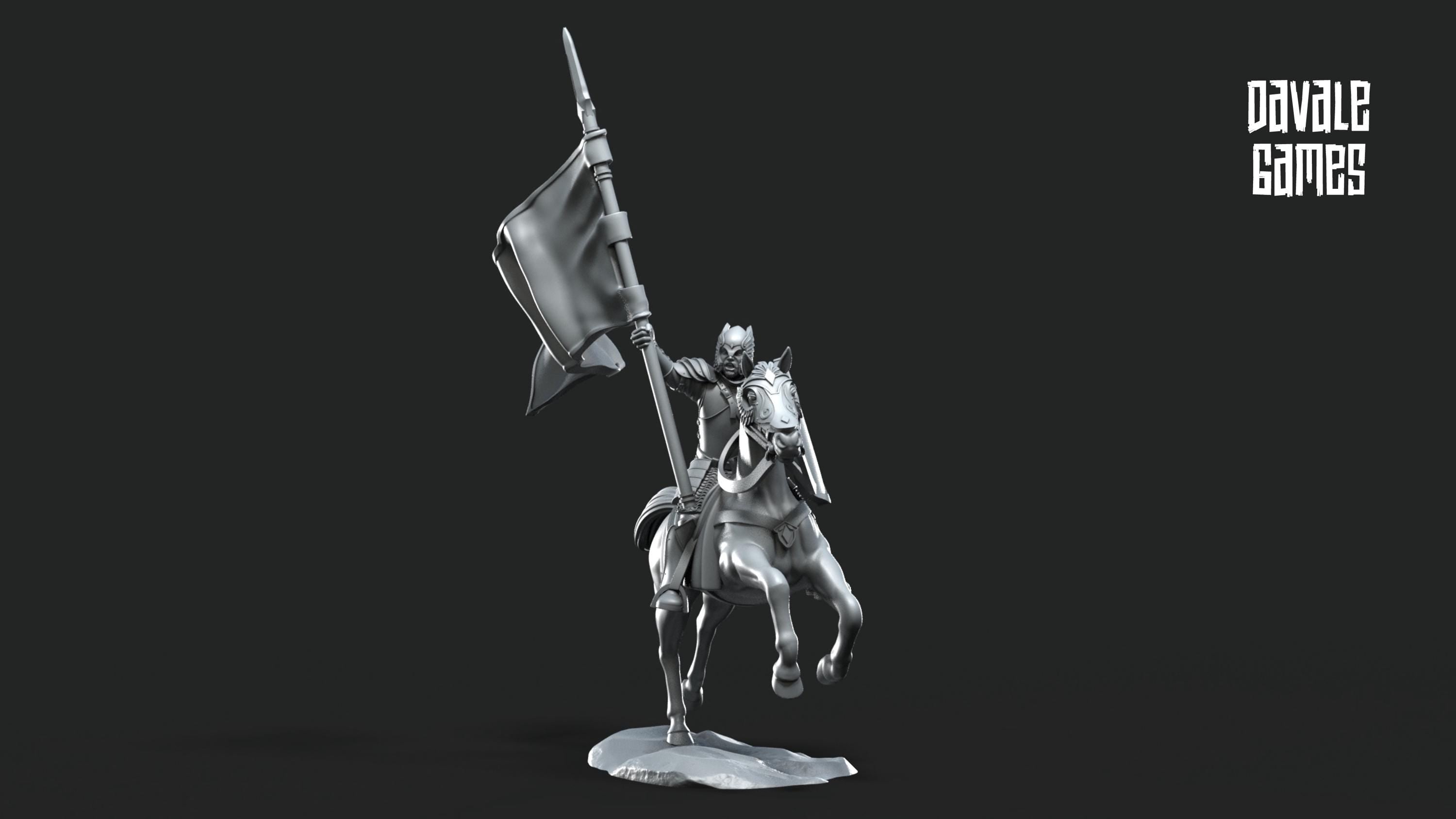 Grey Castle banner Mounted 28mm miniatures dnd minis fantasy miniatures dungeons and dragons painting wargaming miniatures tabletop