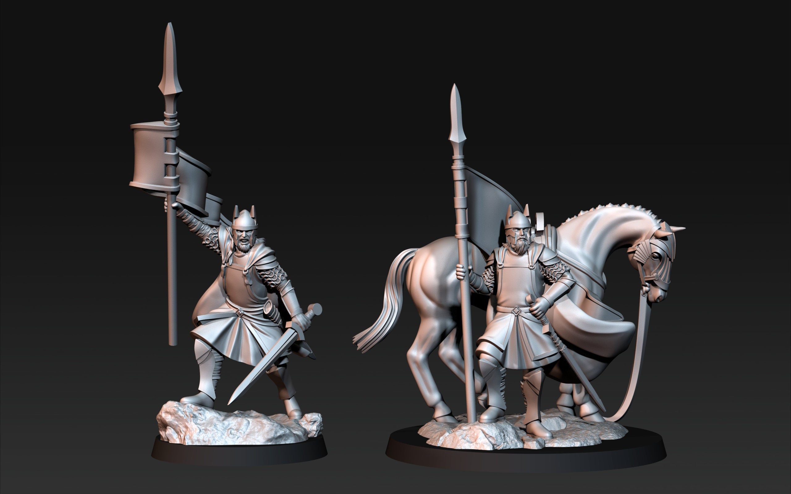 High Humans Banner Foot and mounted dnd fantasy tabletop wargames army miniature