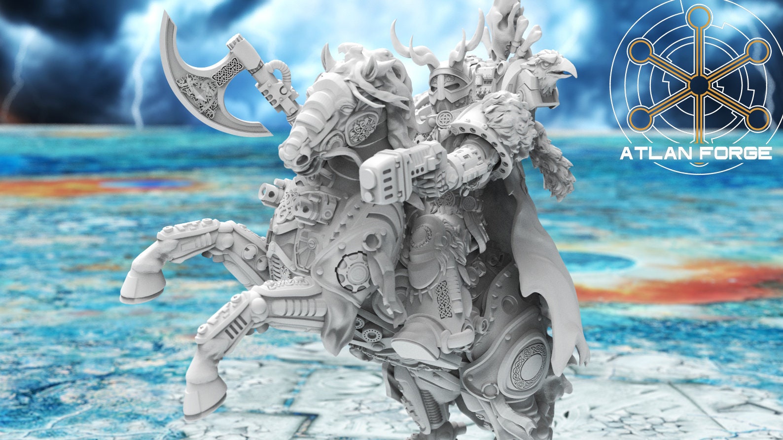 Asgardian Mounted Captain 32mm wargame fantasy miniature dnd wargaming miniature dungeons and dragons painting gift RPG tabletop minis
