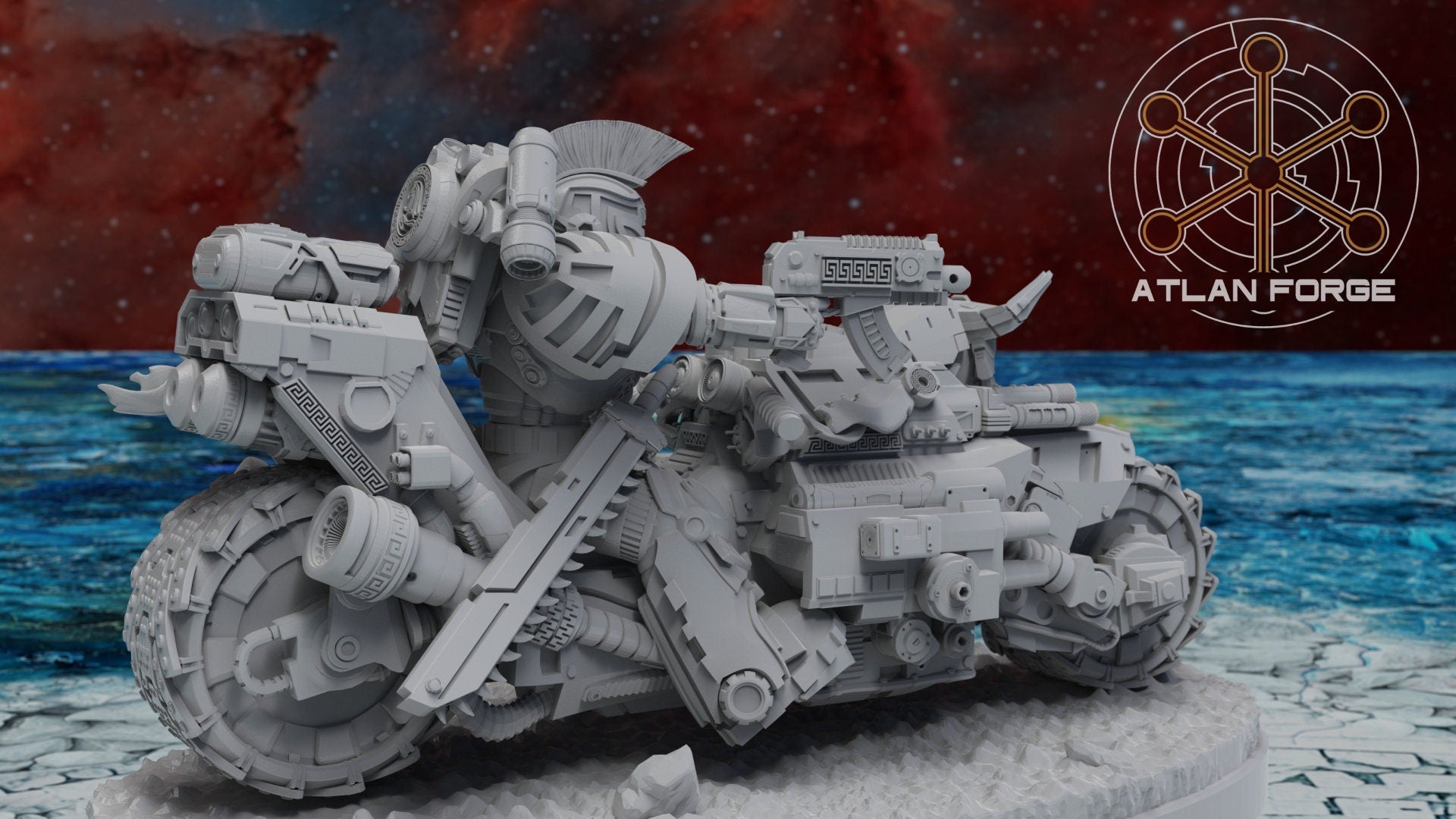 Minoan Bikers 32mm sci-fi fantasy miniature for tabletop games grimdark RPGs dnd wargaming miniature dungeons and dragons painting