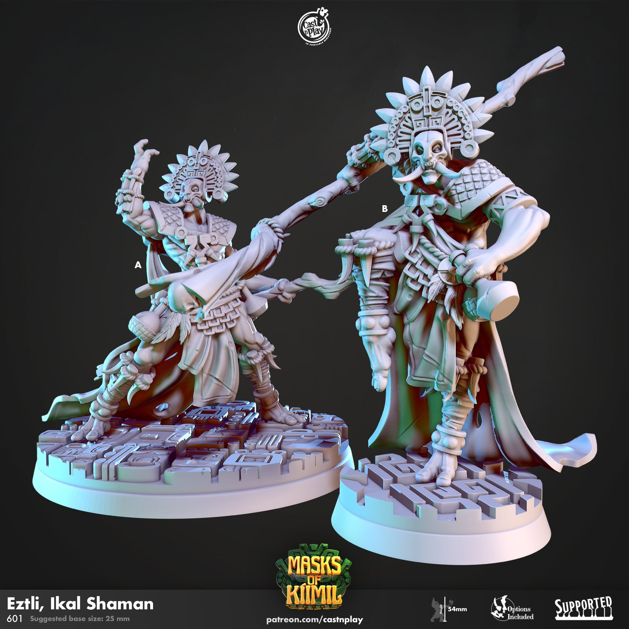 Eztli Ikal Shaman Dungeons and Dragon character 5th Edition dnd 32mm rpg tabletop games pathfinder miniatures 3d printed fantasy dnd gift
