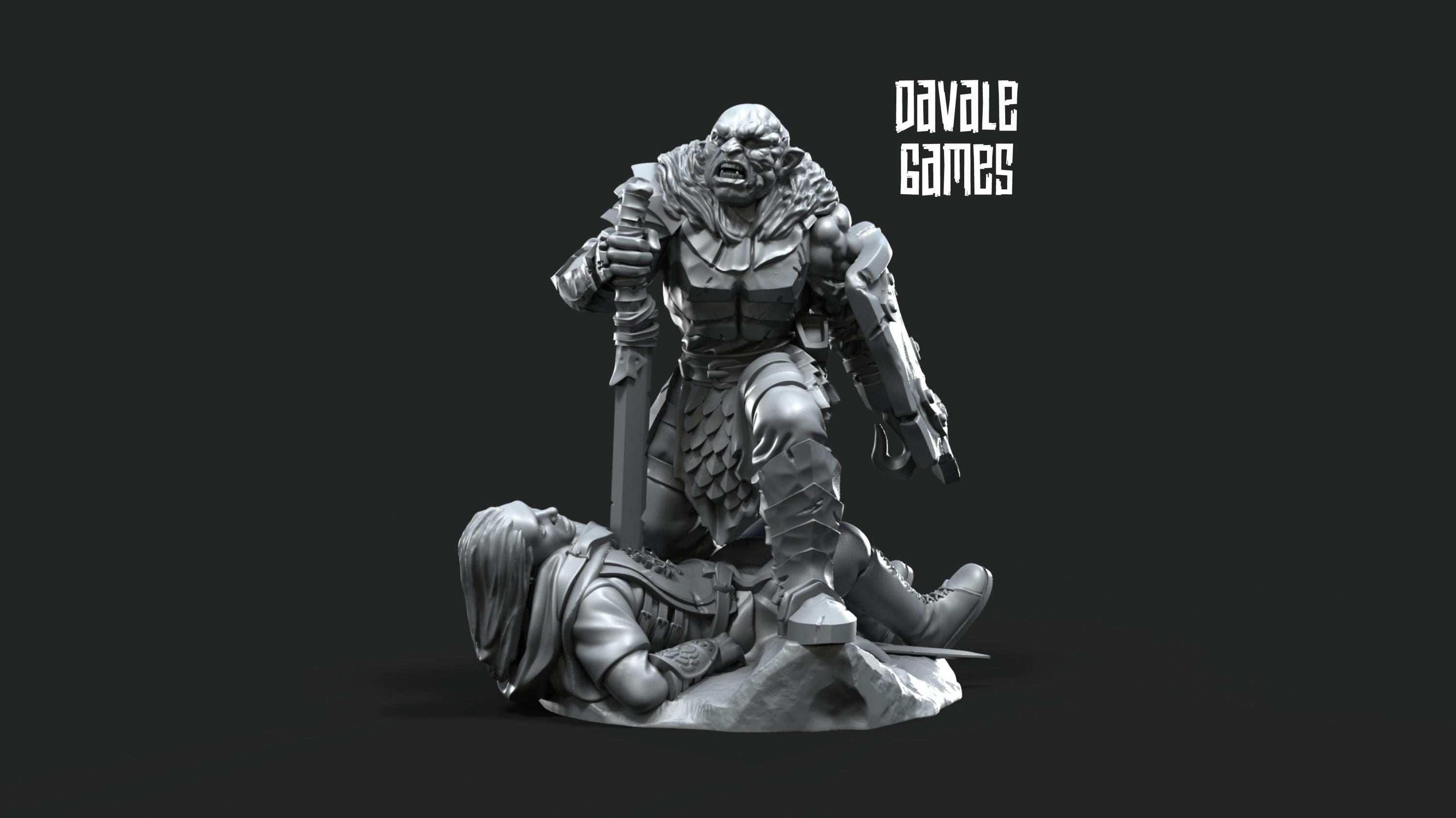 Korvog Orc Lord Commander 28mm miniatures dnd minis fantasy miniatures dungeons and dragons painting wargaming miniatures tabletop