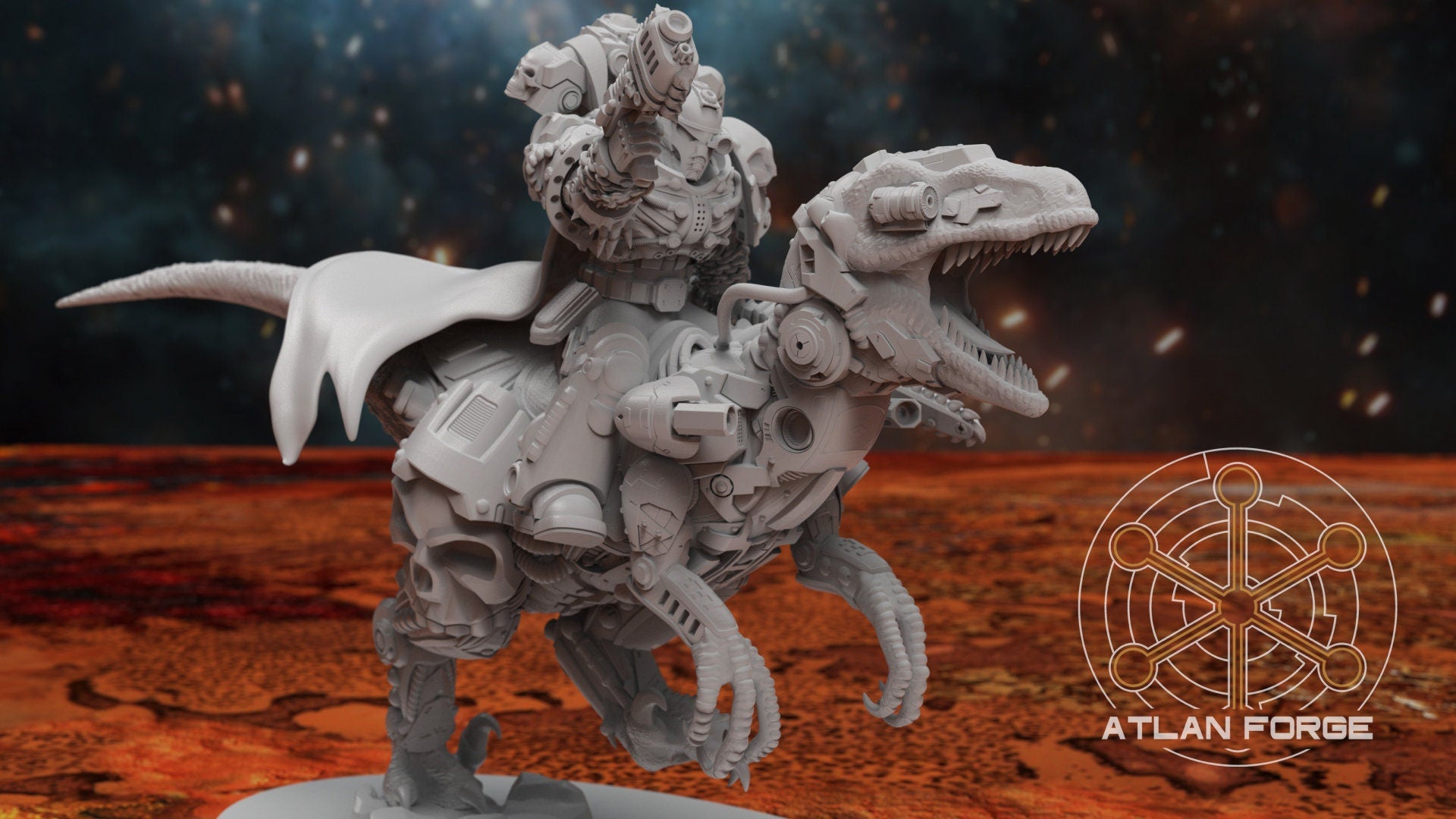 Cyber Velociraptor Riders 32mm sci-fi fantasy miniature for tabletop games grimdark RPGs dnd wargaming miniature dungeons and dragons