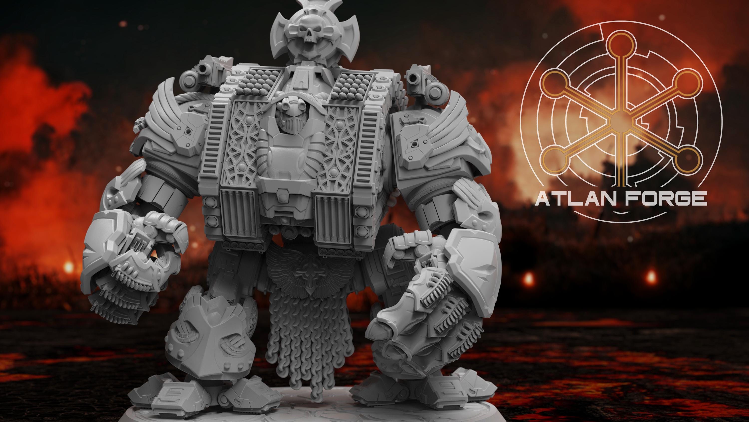 Templar Crusader Dreadnought 32mm sci-fi fantasy miniature for tabletop games grimdark RPGs dnd wargaming miniature dungeons and dragons
