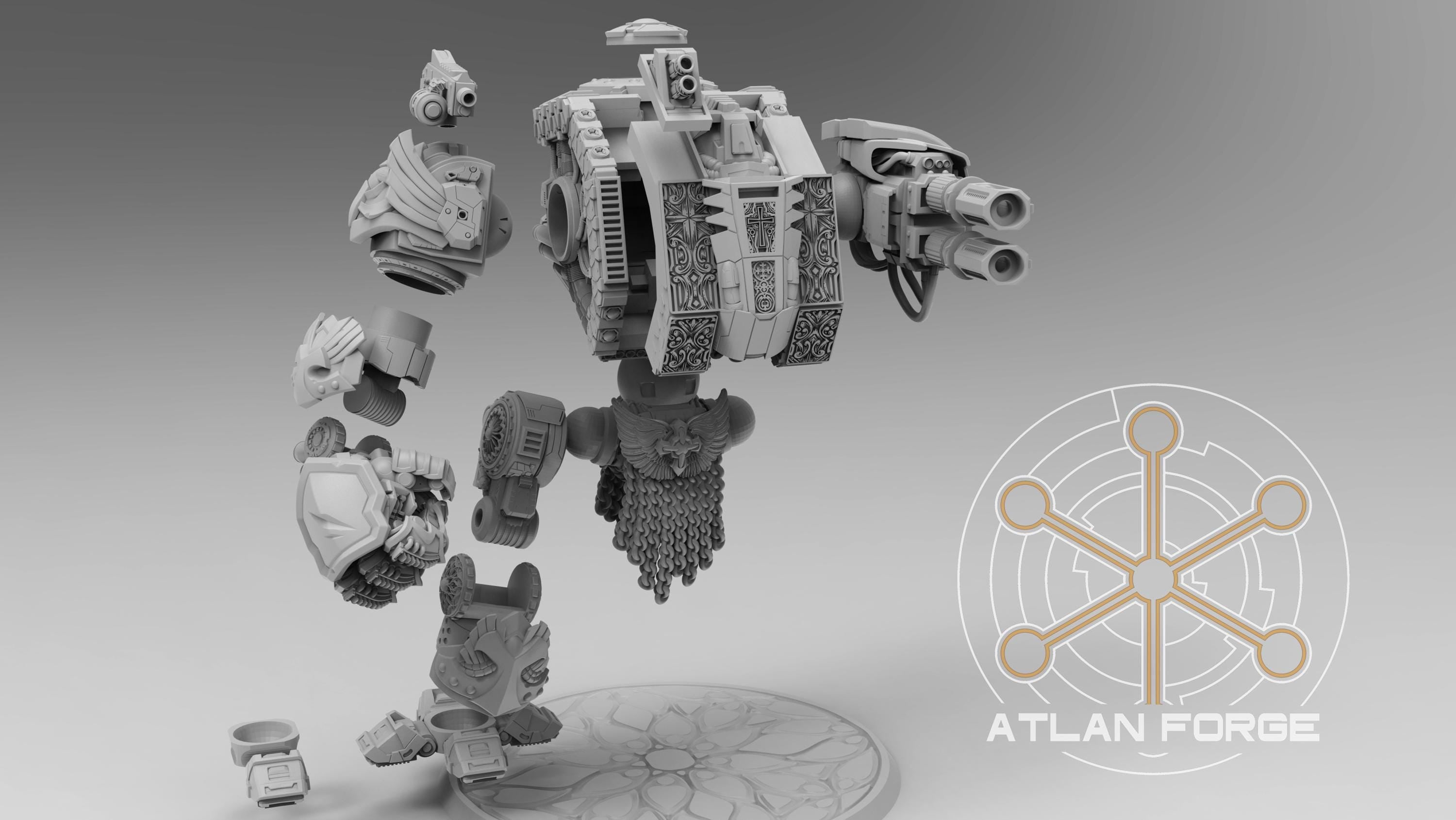 Templar Crusader Dreadnought 32mm sci-fi fantasy miniature for tabletop games grimdark RPGs dnd wargaming miniature dungeons and dragons