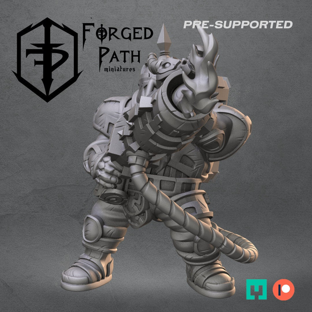 Inferno Legion, Dwarf with Flamethrower, Dwarves Fantasy Wargaming Heavy Weapon