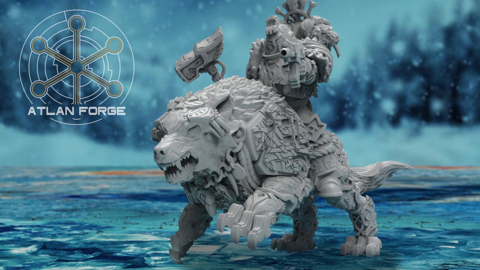 Asgardian Wolf Riders 32mm sci-fi fantasy miniature for tabletop games grimdark RPGs dnd wargaming miniature dungeons and dragons gift