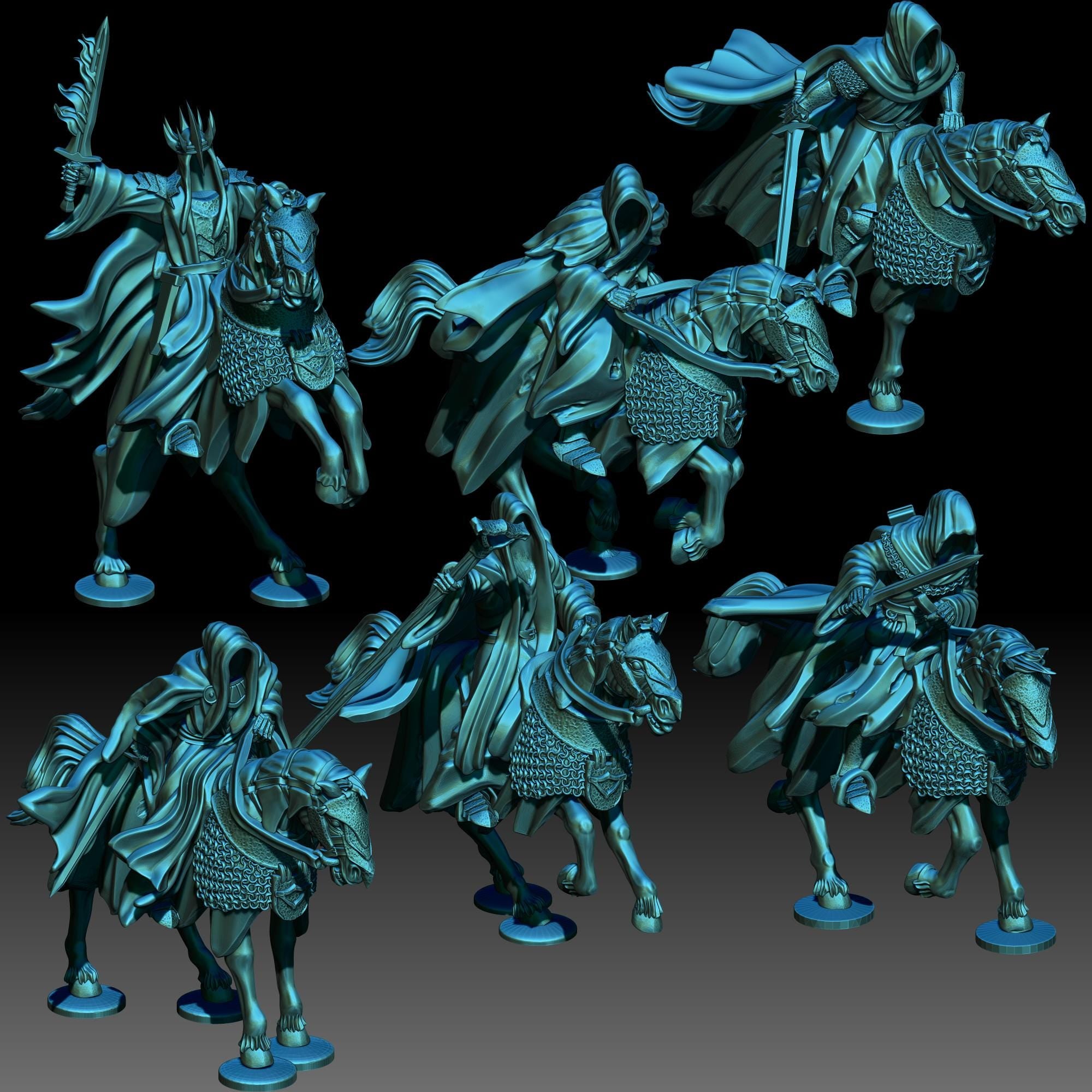 Wraith Lords on horses 28mm miniatures dnd fantasy miniatures dungeons and dragons wargaming miniatures tabletop wargames miniature
