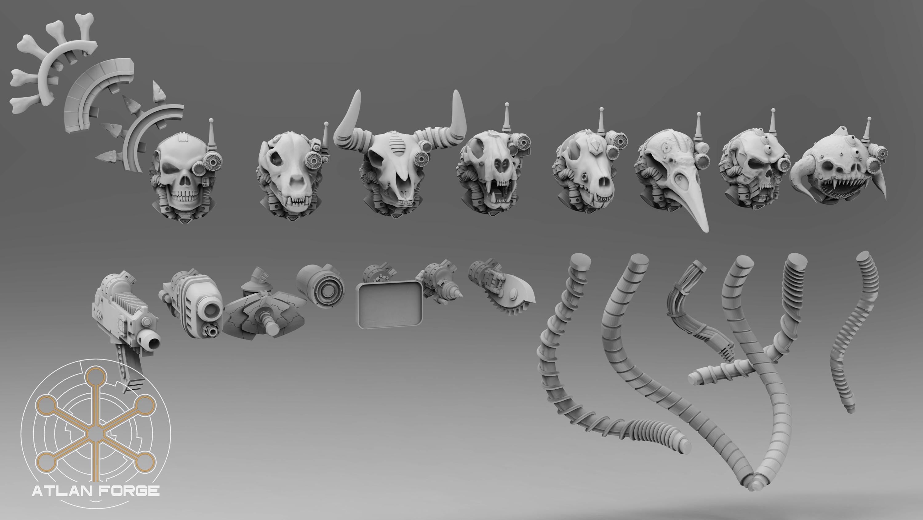 Skull Drones 32mm scale sci-fi fantasy for tabletop games grimdark RPGs dnd wargaming miniature dungeons and dragons