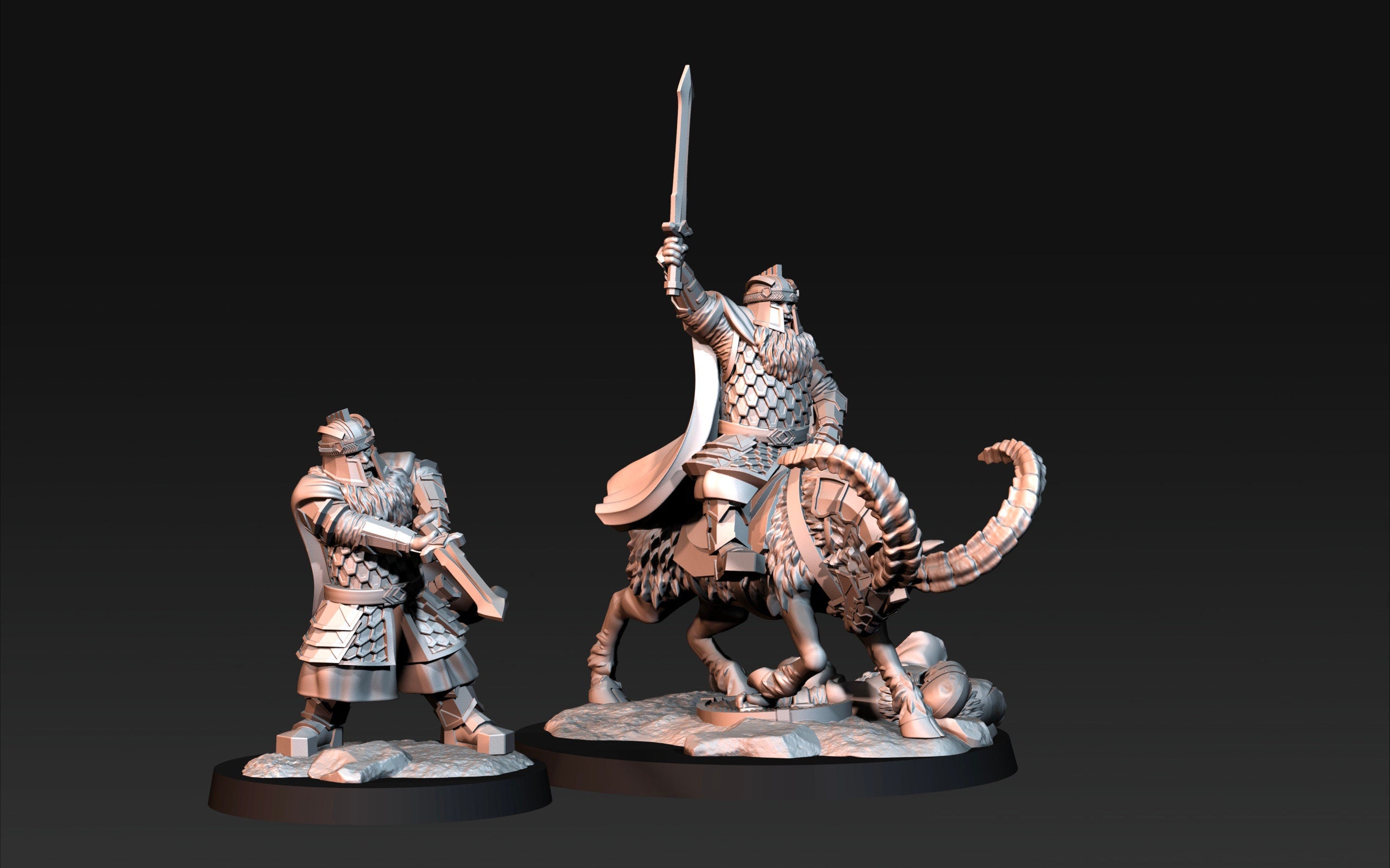 Silver Goat Dwarf Captain Foot and mounted on goat dnd fantasy tabletop wargames dwarves army miniature