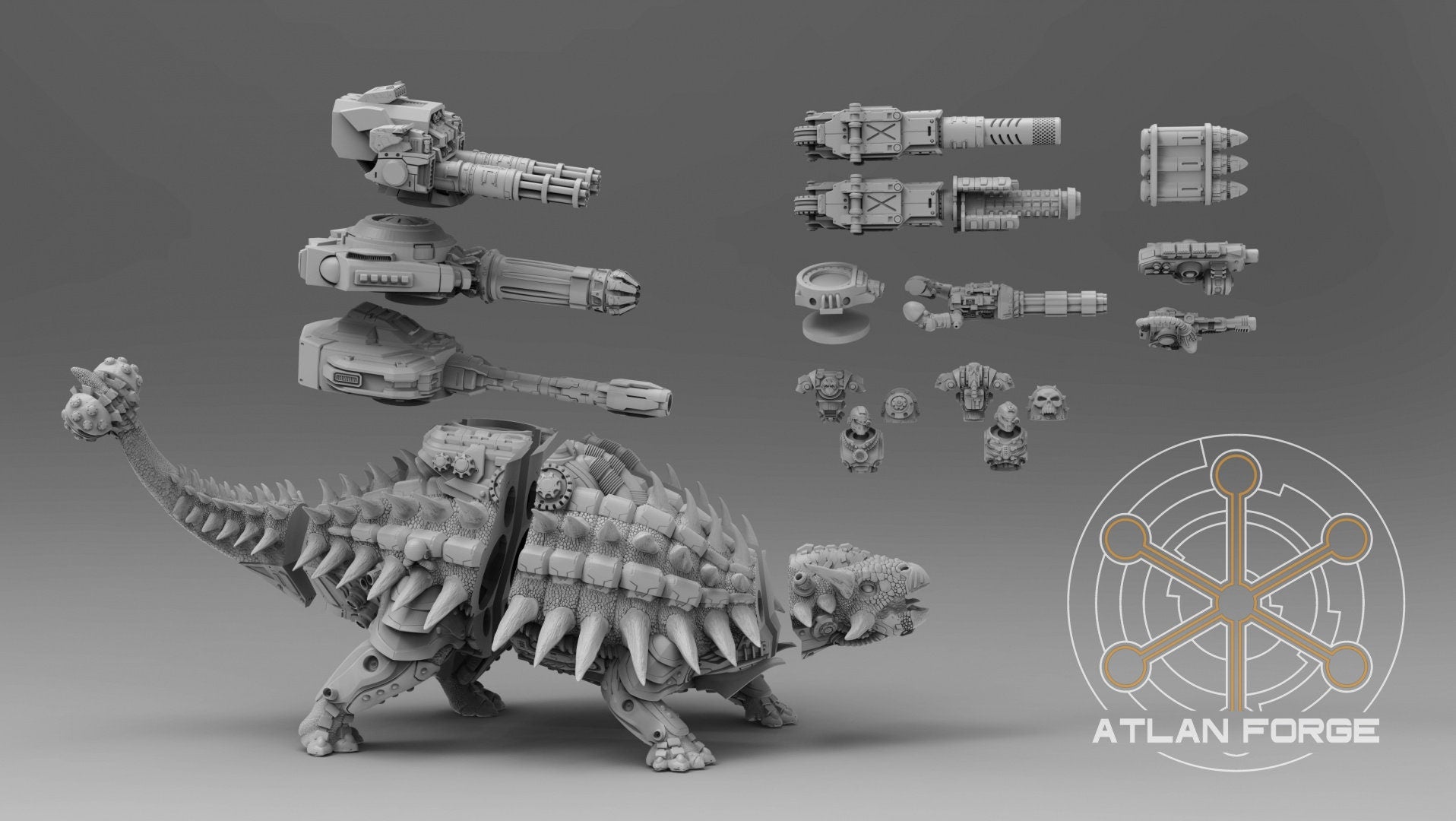 Cybernetic Anyklosaur 32mm sci-fi fantasy miniature for tabletop games grimdark RPGs dnd wargaming miniature dungeons and dragons