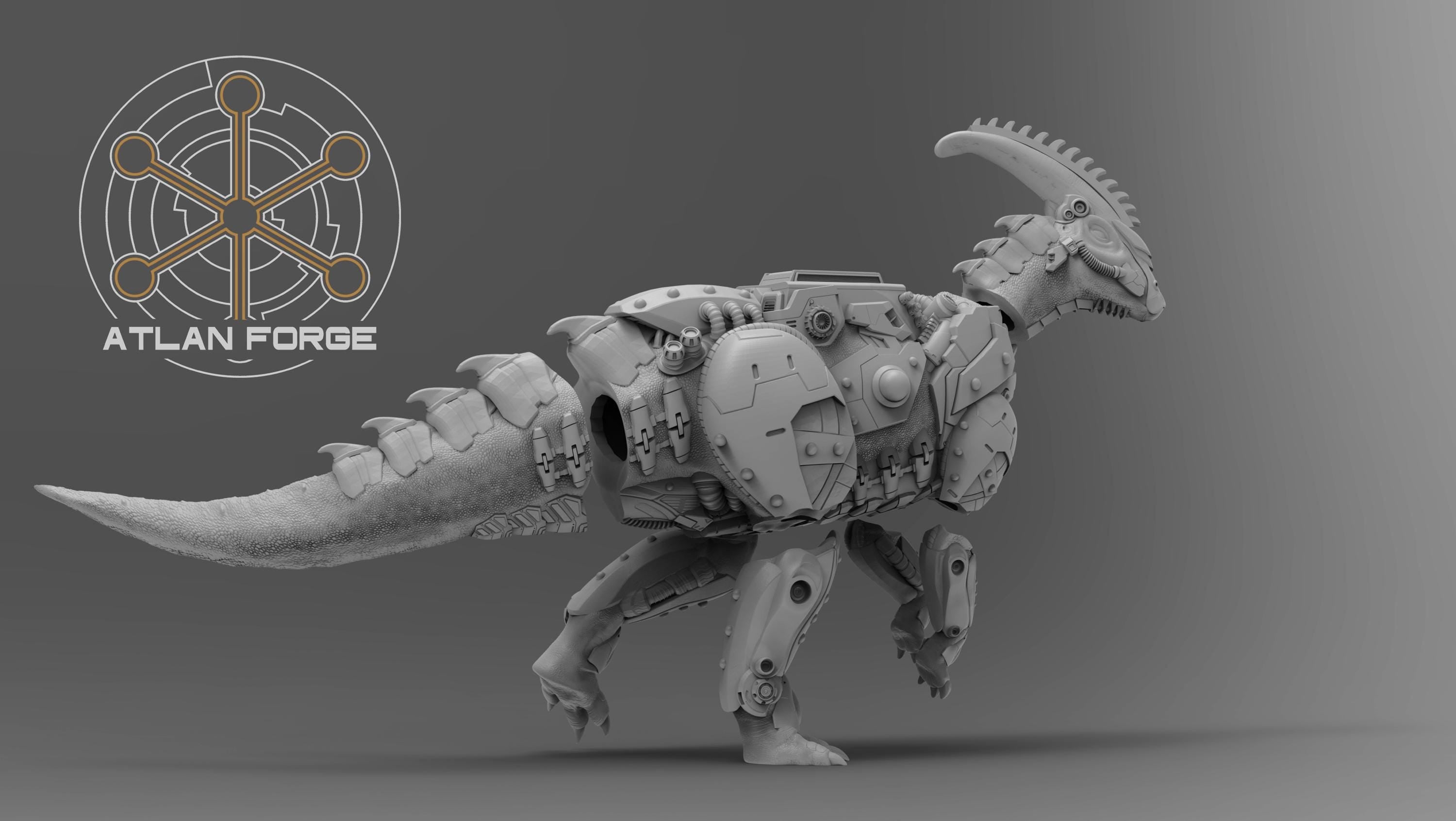 Cybernetic Parasaurolophus 32mm sci-fi fantasy miniature for tabletop games grimdark RPGs dnd wargaming miniature dungeons and dragons