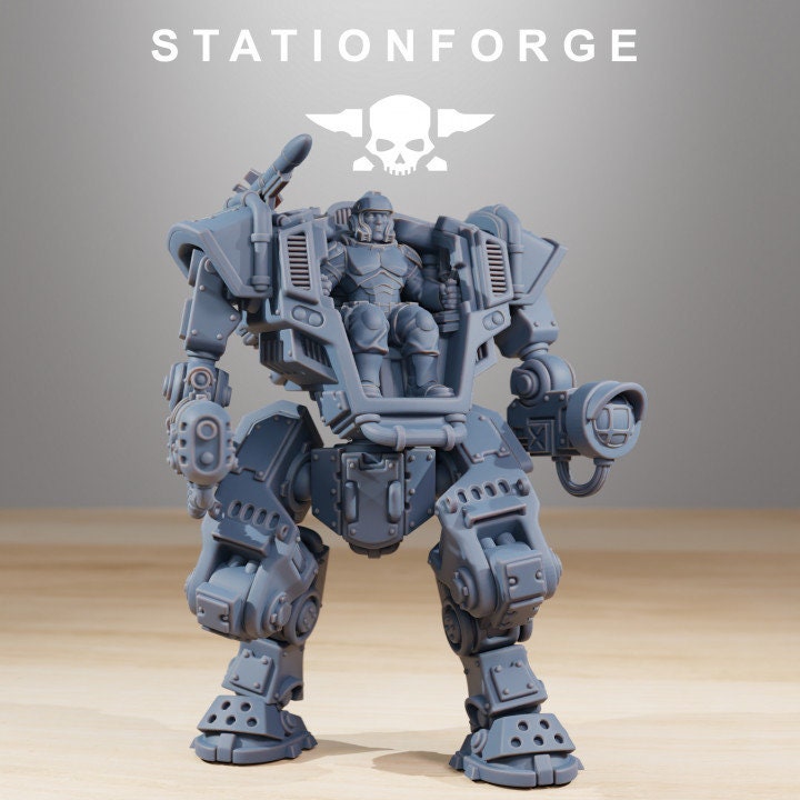 Vaskar Warmech 32mm Resin Miniatures – Grimdark Sci Fi Walker and Pilot for Wargaming