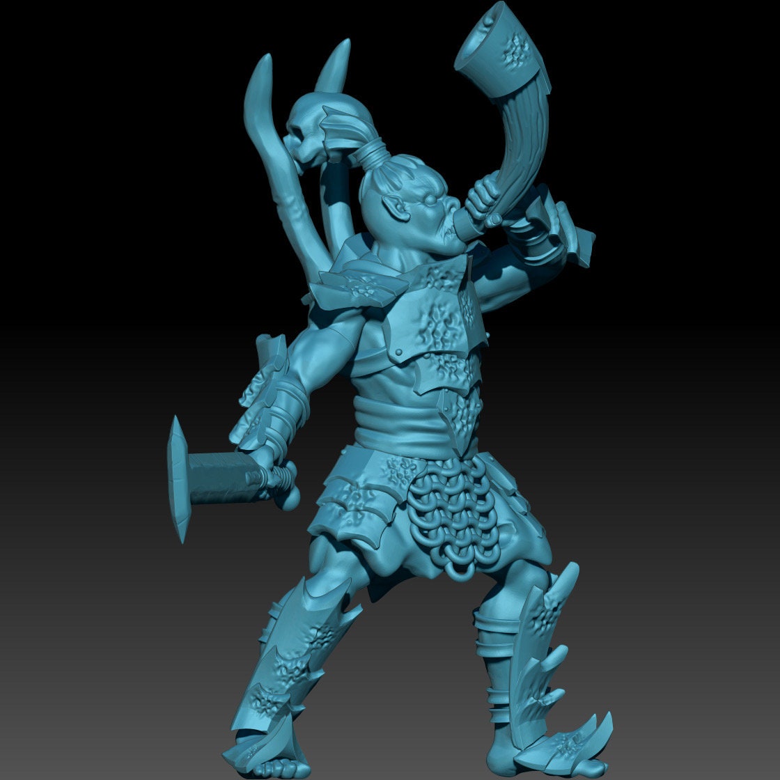 Iron fang clan horn bearer 28mm miniatures dnd gift fantasy miniatures dungeons and dragons wargaming miniatures tabletop wargames