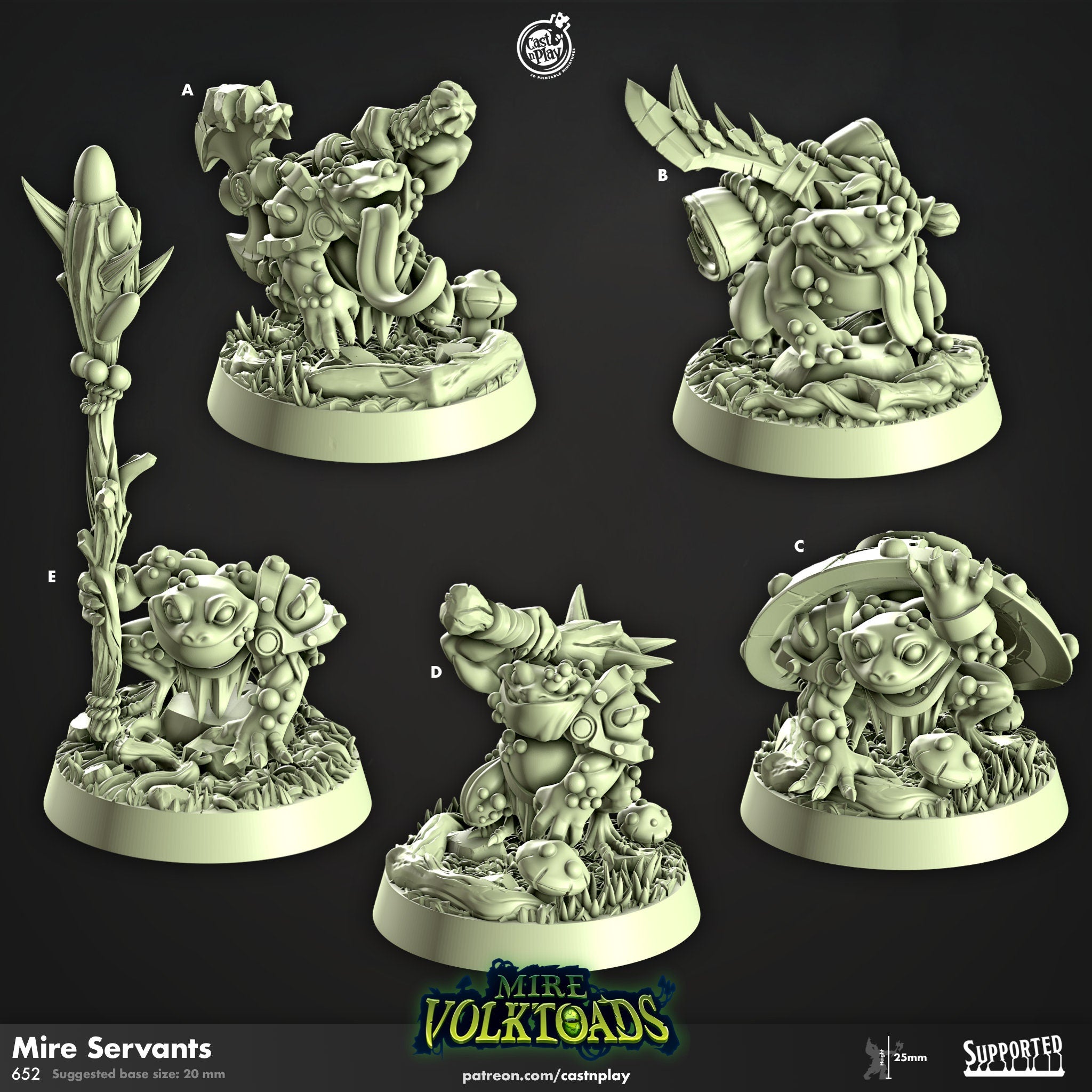 Mire Volktoads -Mire servants - toad warriors dnd fantasy tabletop wargames 28mm