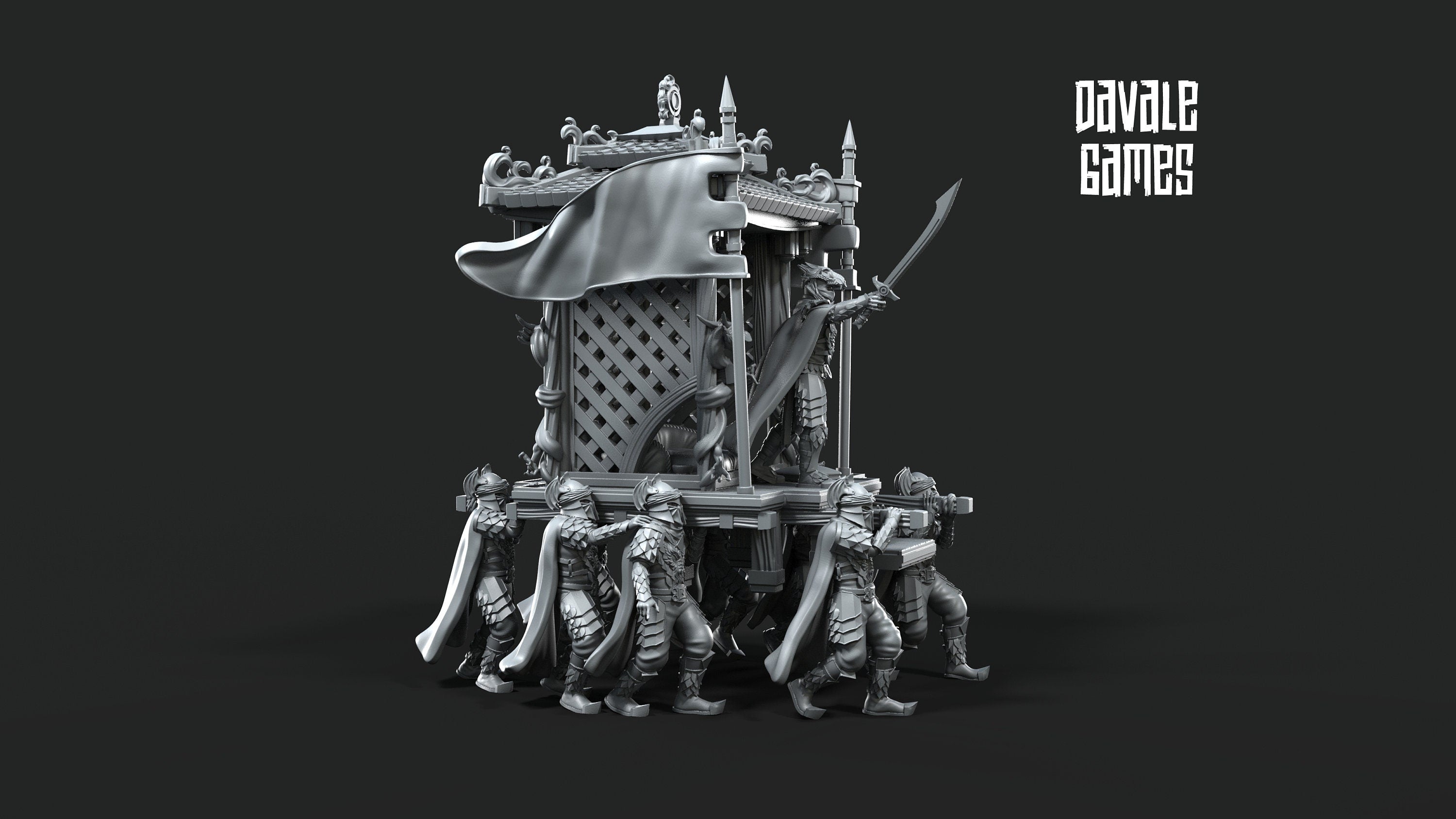Dragon Army King On Palanquin VB 28mm miniatures dnd minis fantasy miniatures dungeons and dragons miniatures wargaming miniatures tabletop