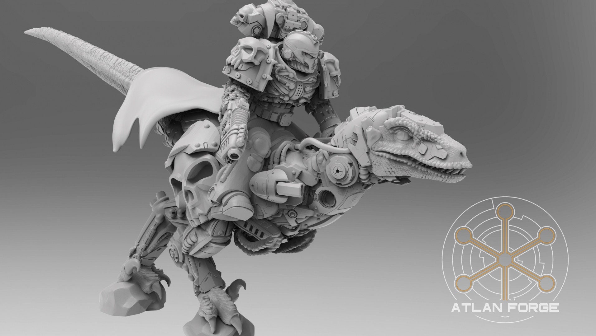 Cyber Velociraptor Riders 32mm sci-fi fantasy miniature for tabletop games grimdark RPGs dnd wargaming miniature dungeons and dragons